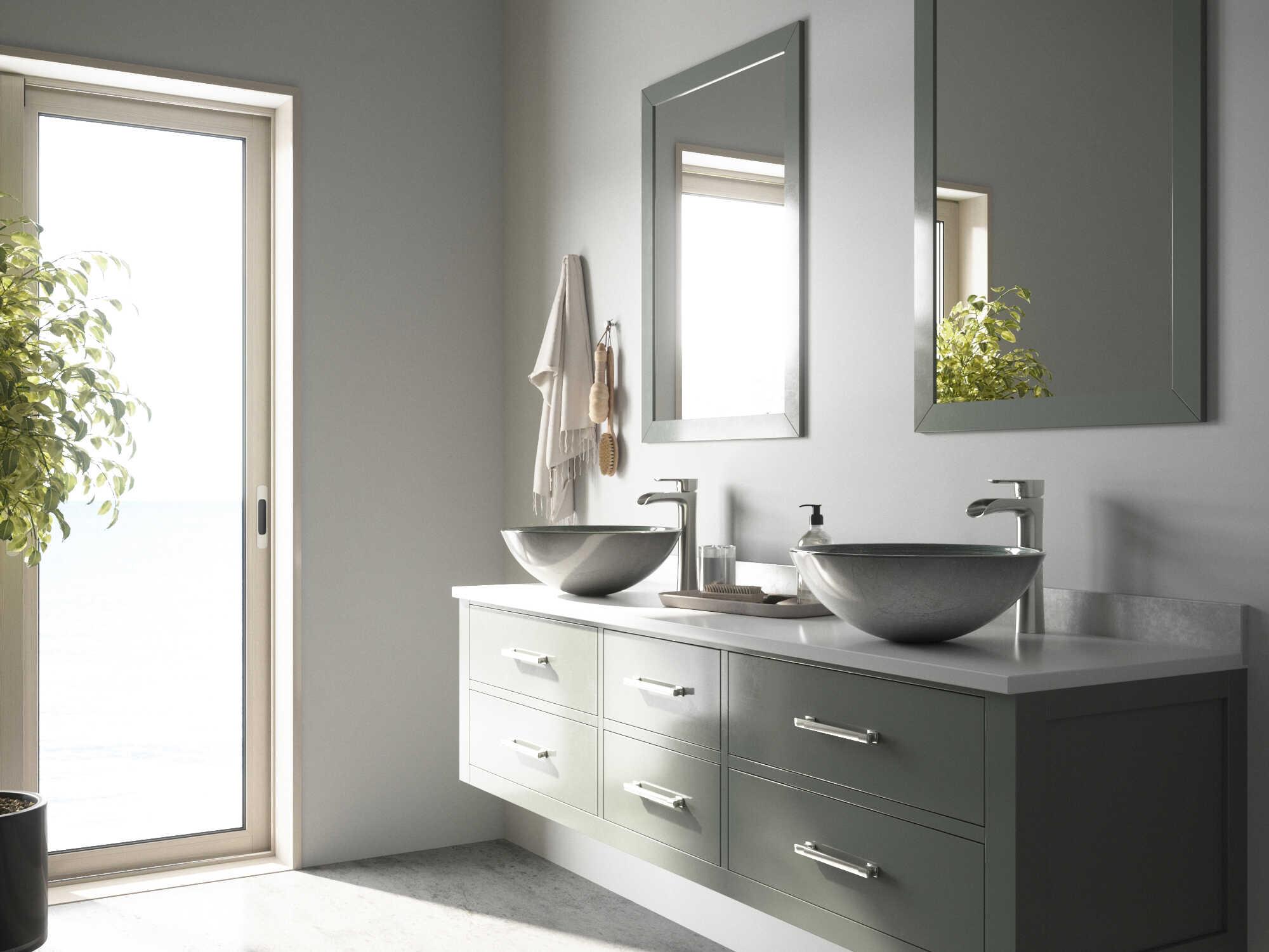 Vigo Simply Silver 17" Round Vessel Bathroom Sink with Brushed Nickel 1-Lever Niko Faucet and Drain