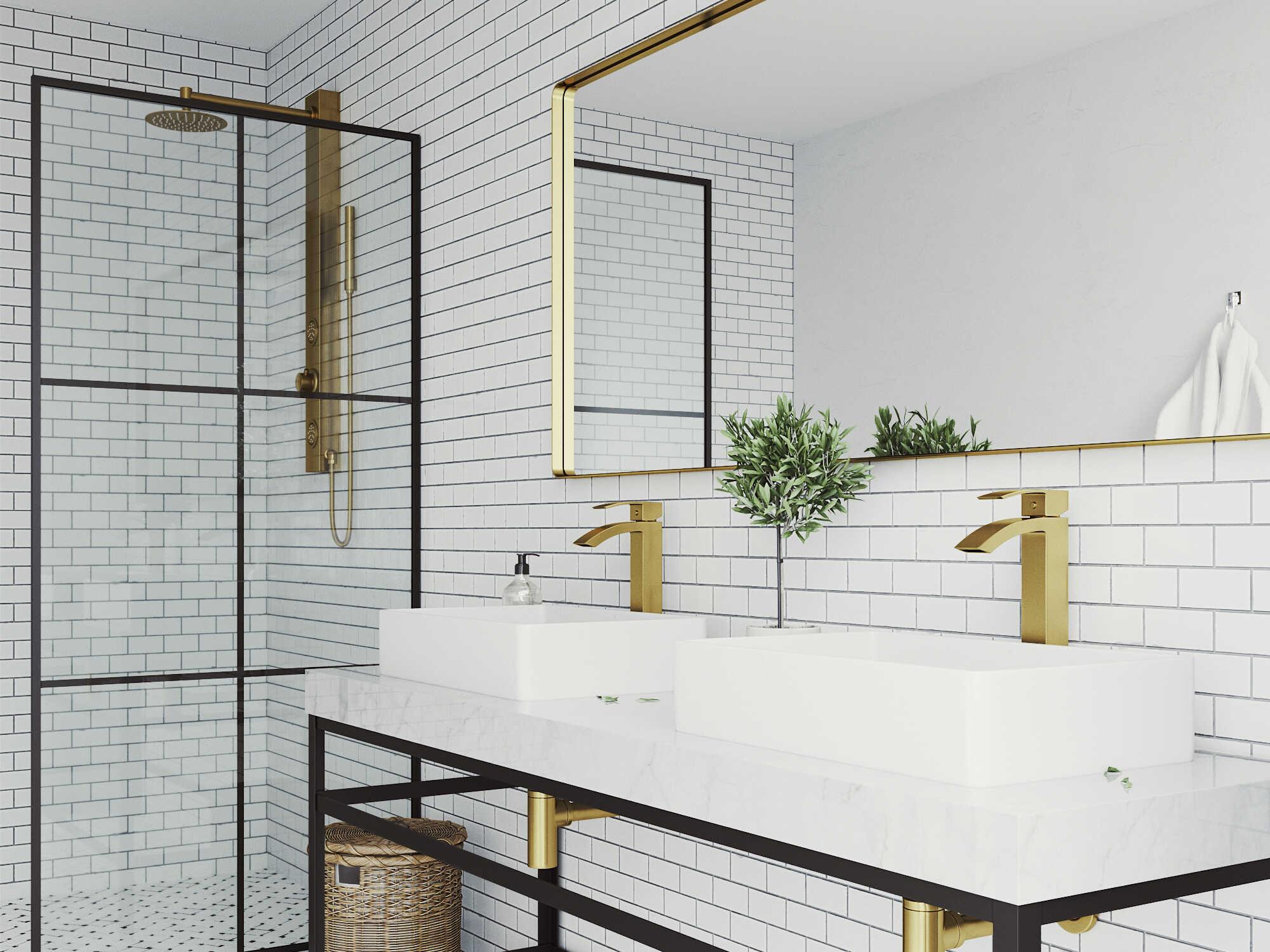 Vigo Magnolia Matte White 21" Rectangular Vessel Bathroom Sink with Matte Brushed Gold 1-Handle Duris Faucet and Pop-Up Drain