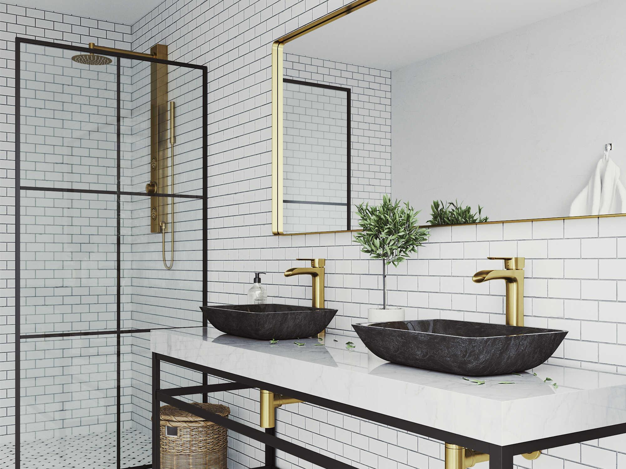 Vigo Onyx Gray 18" Rectangular Vessel Bathroom Sink with Matte Brushed Gold 1-Lever Niko Faucet and Pop-Up Drain