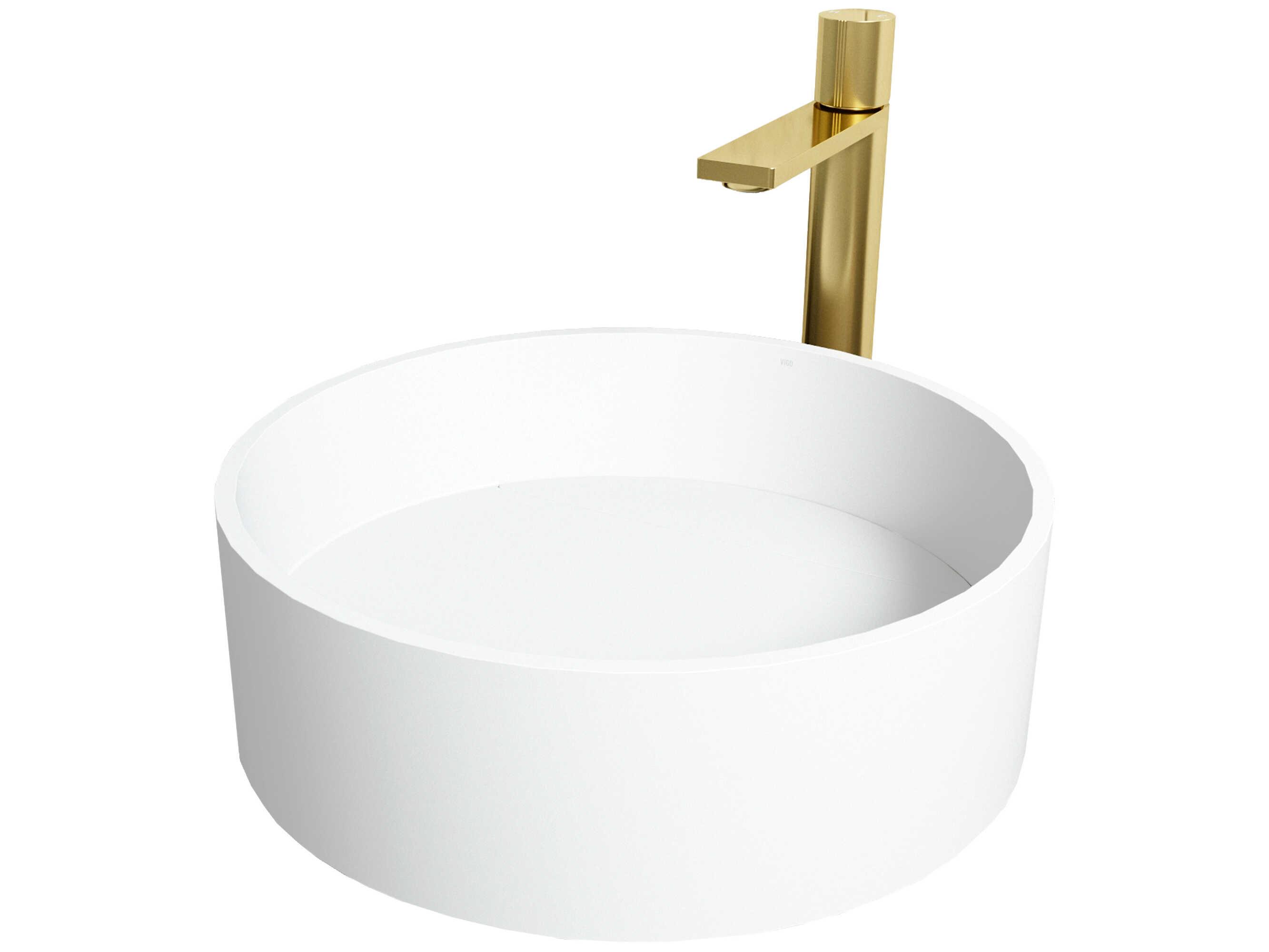 Vigo Montauk Round Vessel Bathroom Sink with Gotham Faucet and Drain