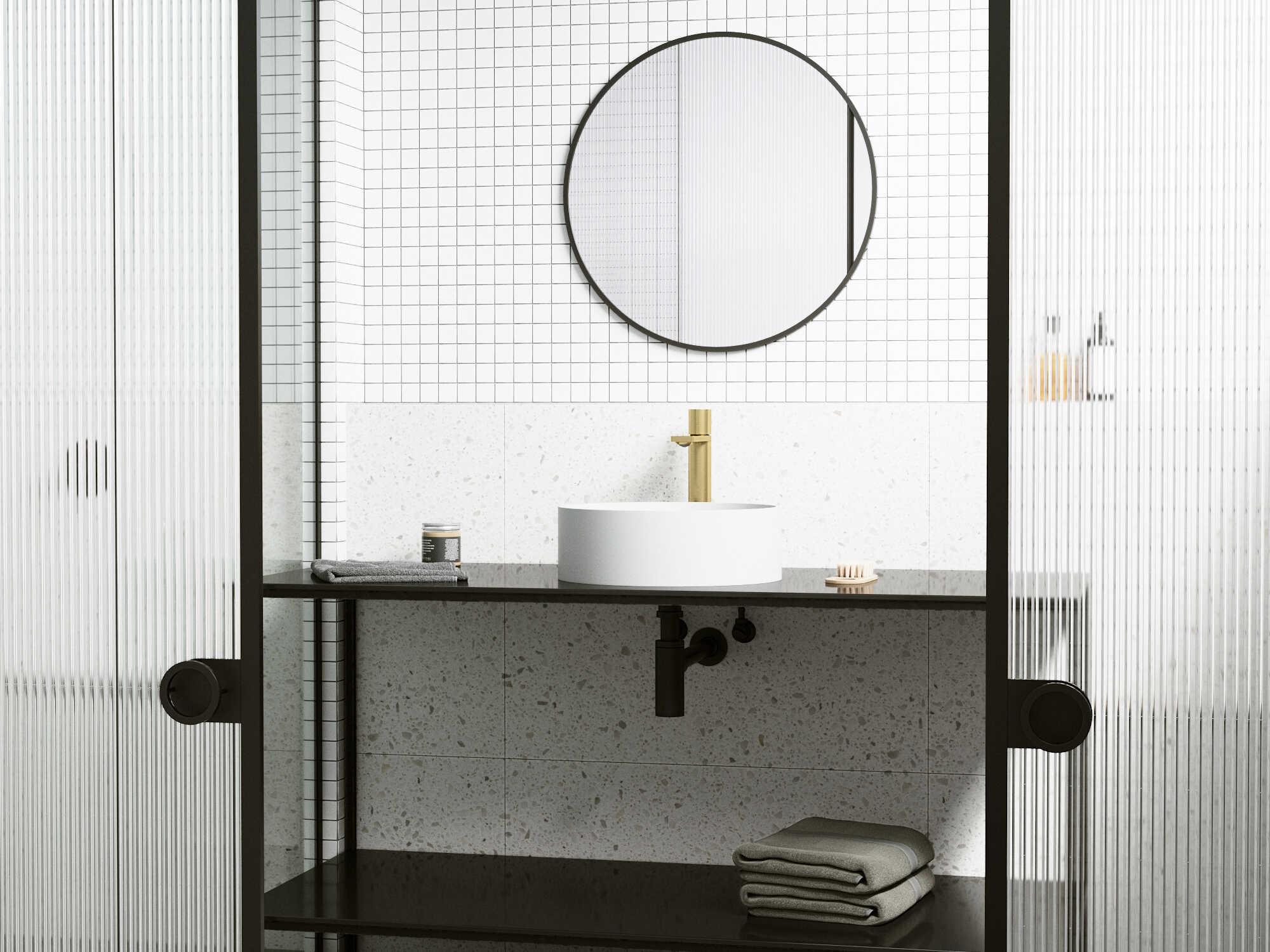 Vigo Montauk Round Vessel Bathroom Sink with Gotham Faucet and Drain