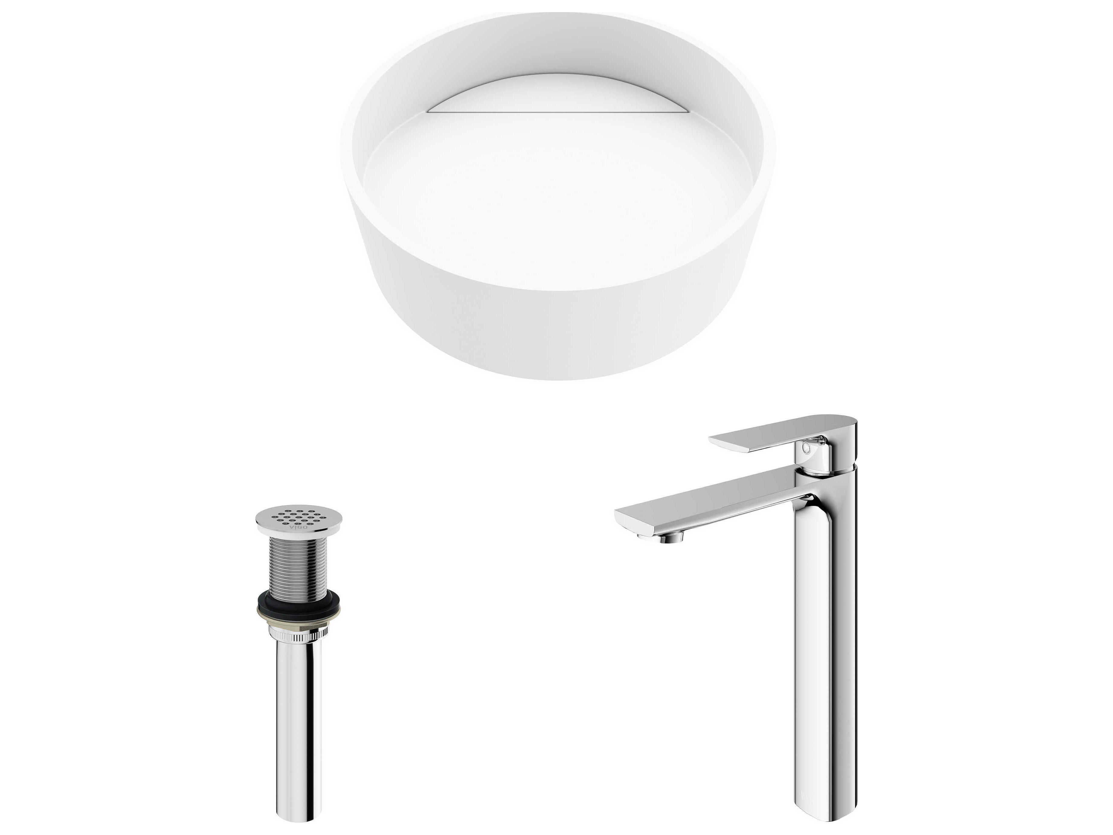 Vigo Starr Round Vessel Bathroom Sink with Norfolk Faucet and Drain