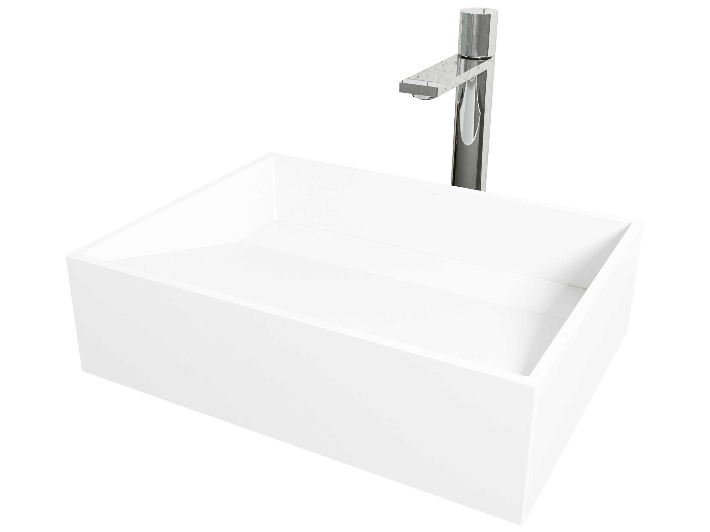 Vigo Starr Rectangular Vessel Bathroom Sink with Gotham Faucet and Drain