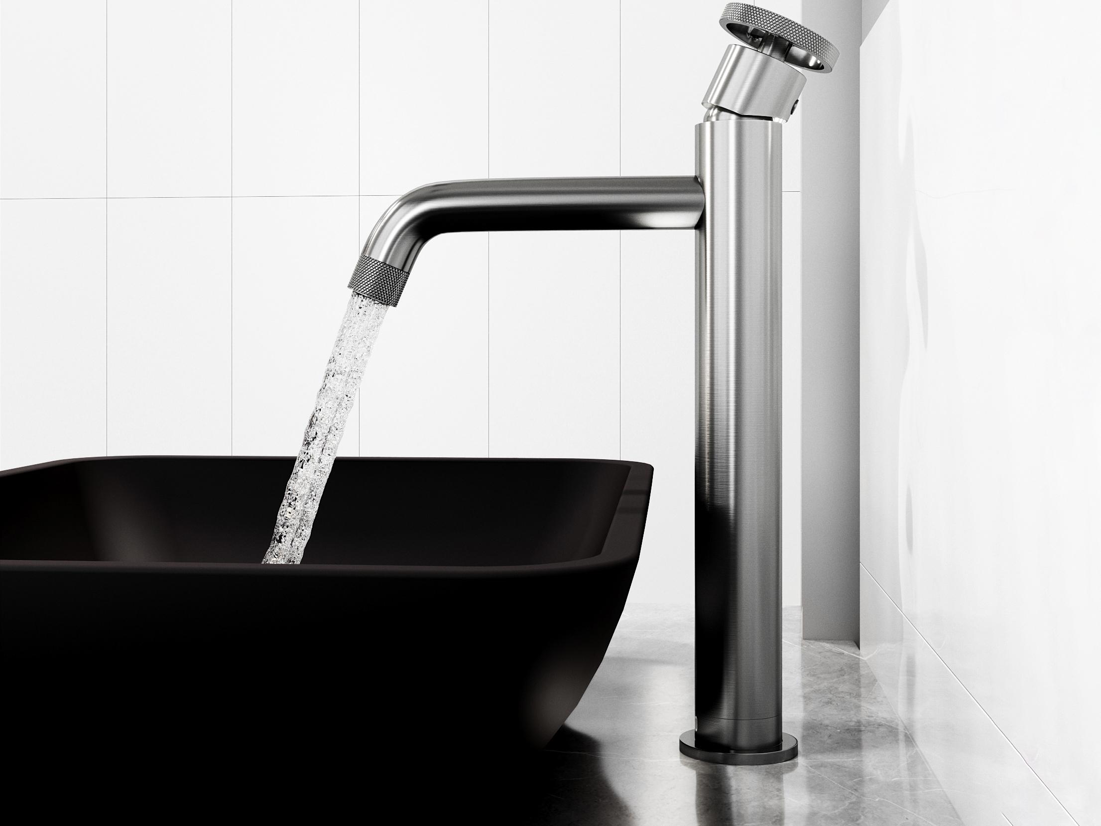 Vigo Sottile Black Glass Vessel Bathroom Sink - Pop-Up Drain in Brushed Nickel