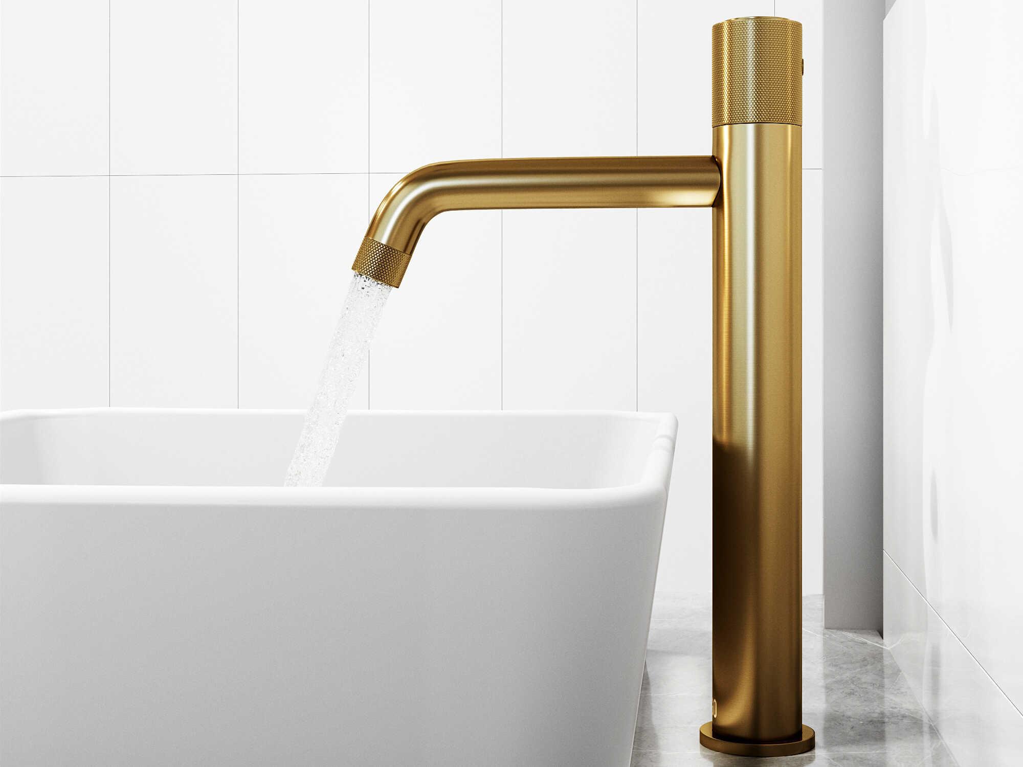 Vigo Marigold Rectangular Vessel Bathroom Sink with Faucet and Pop-Up Drain in Matte Gold
