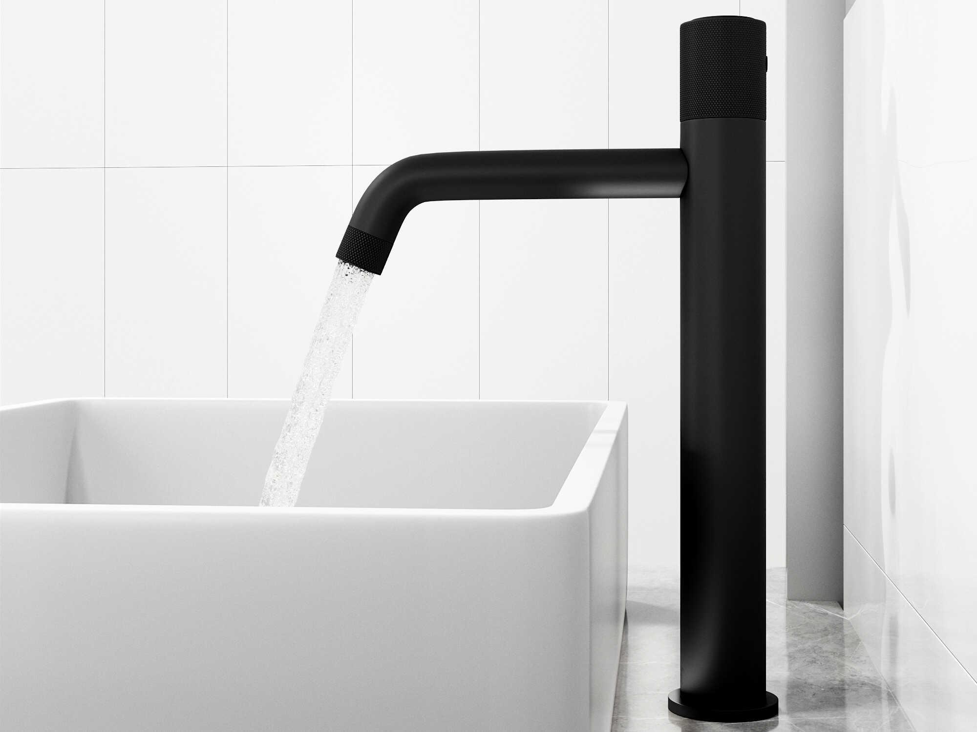 Vigo Magnolia Rectangular Vessel Bathroom Sink with Faucet and Pop-Up Drain in Matte Black