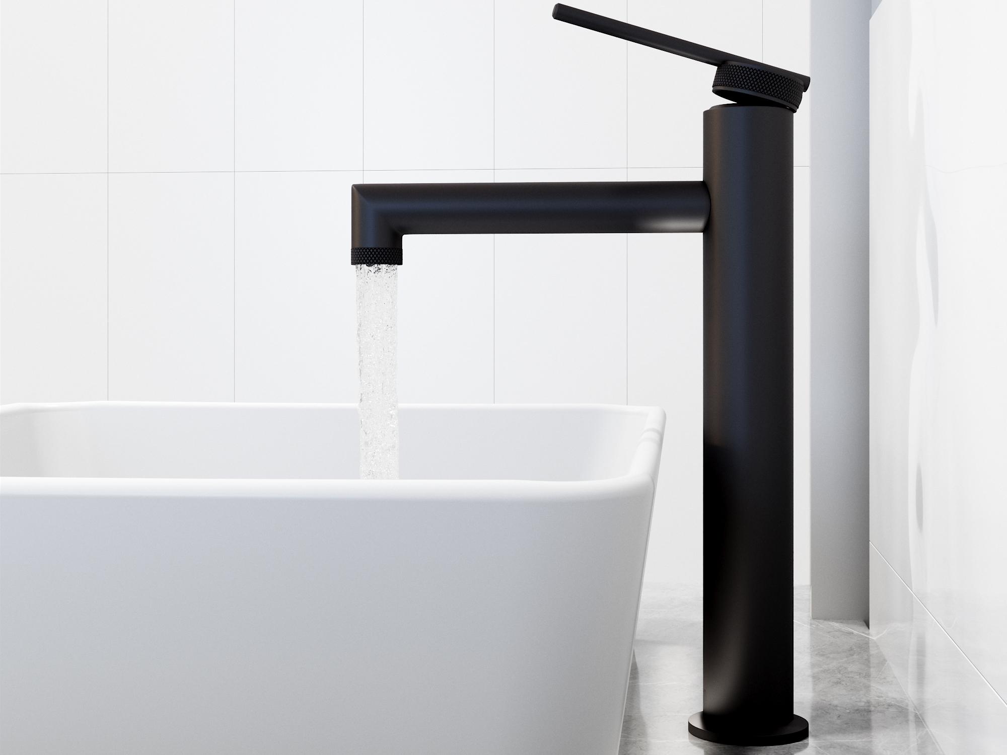 Vigo Marigold White Stone Vessel Bathroom Sink - Pop-Up Drain in Matte Black