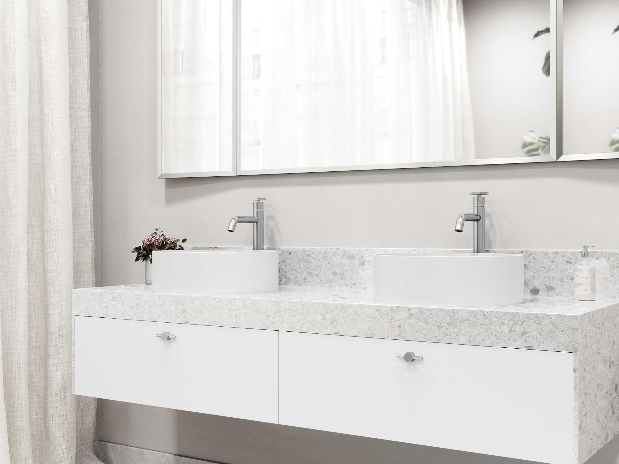 Vigo Anvil Round Vessel Bathroom Sink with Dior Faucet and Pop-Up Drain