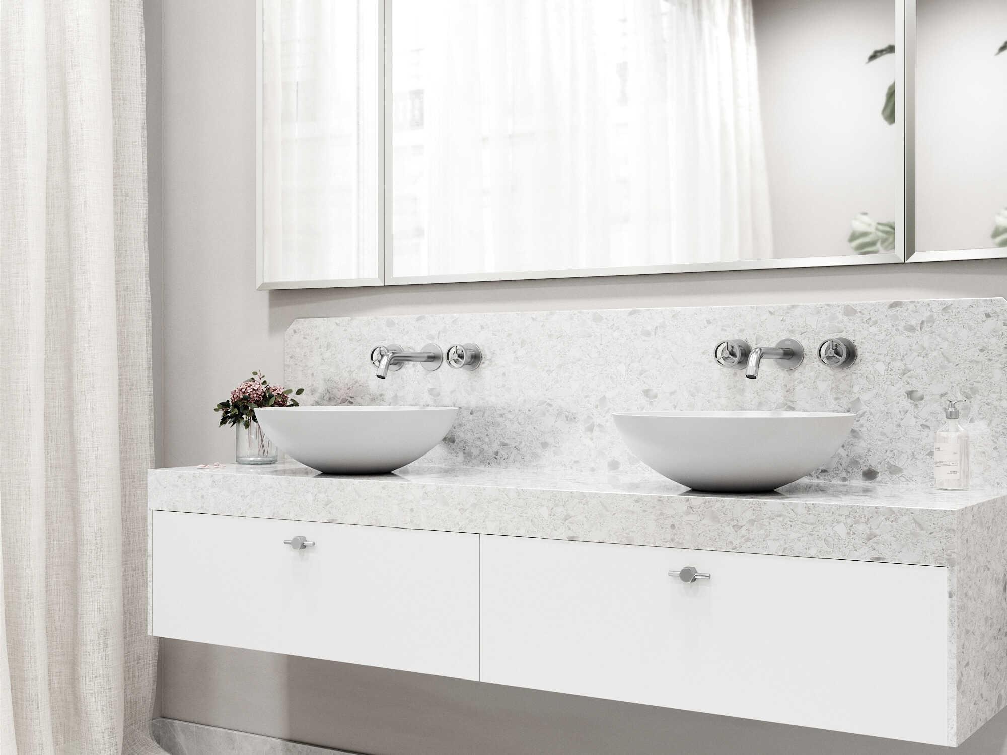 Vigo Lotus Round Vessel Bathroom Sink with Wall-Mount Faucet and Drain