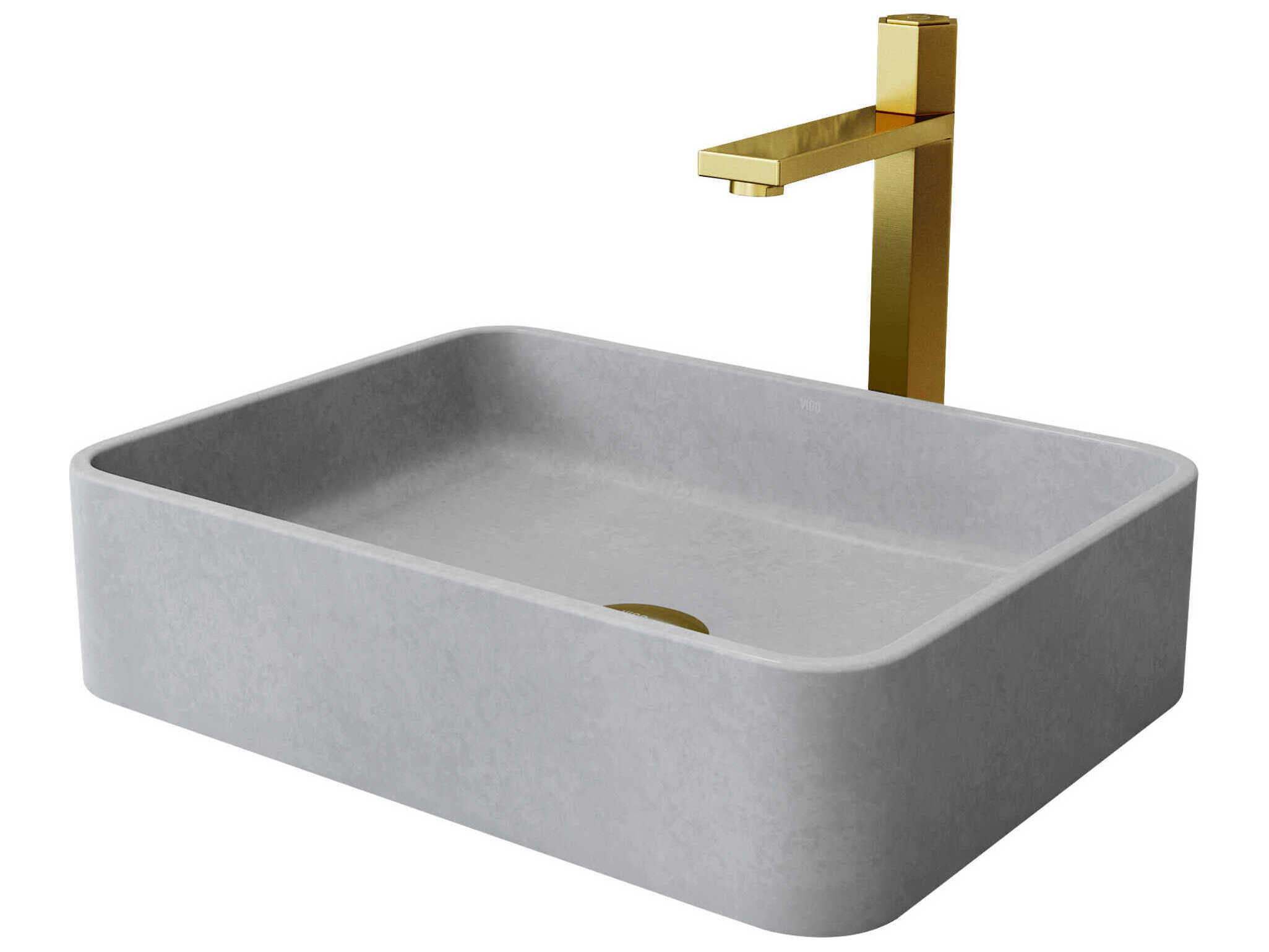 Vigo Nova Rectangular Bathroom Sink with Vessel Faucet