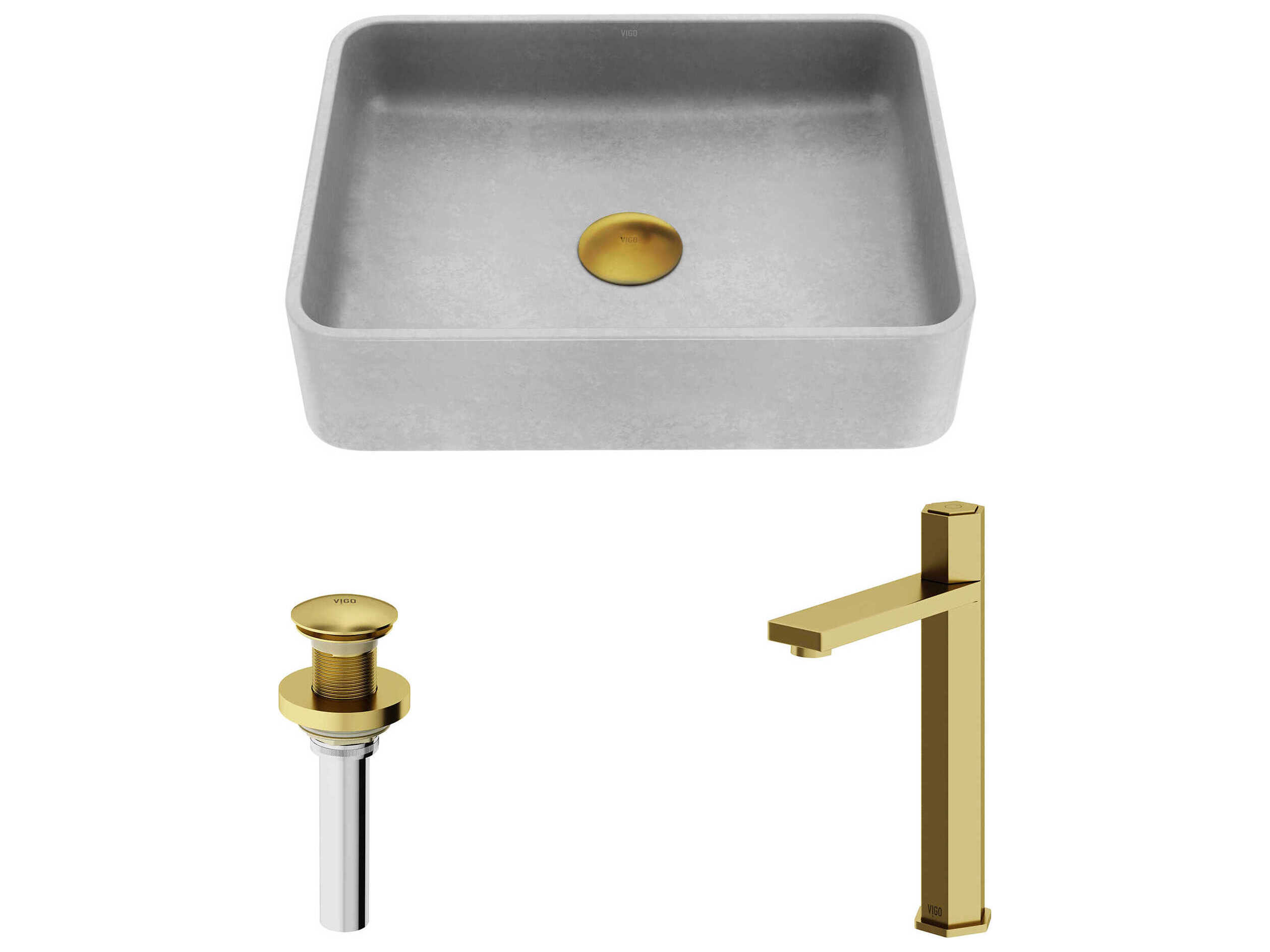 Vigo Nova Rectangular Bathroom Sink with Vessel Faucet