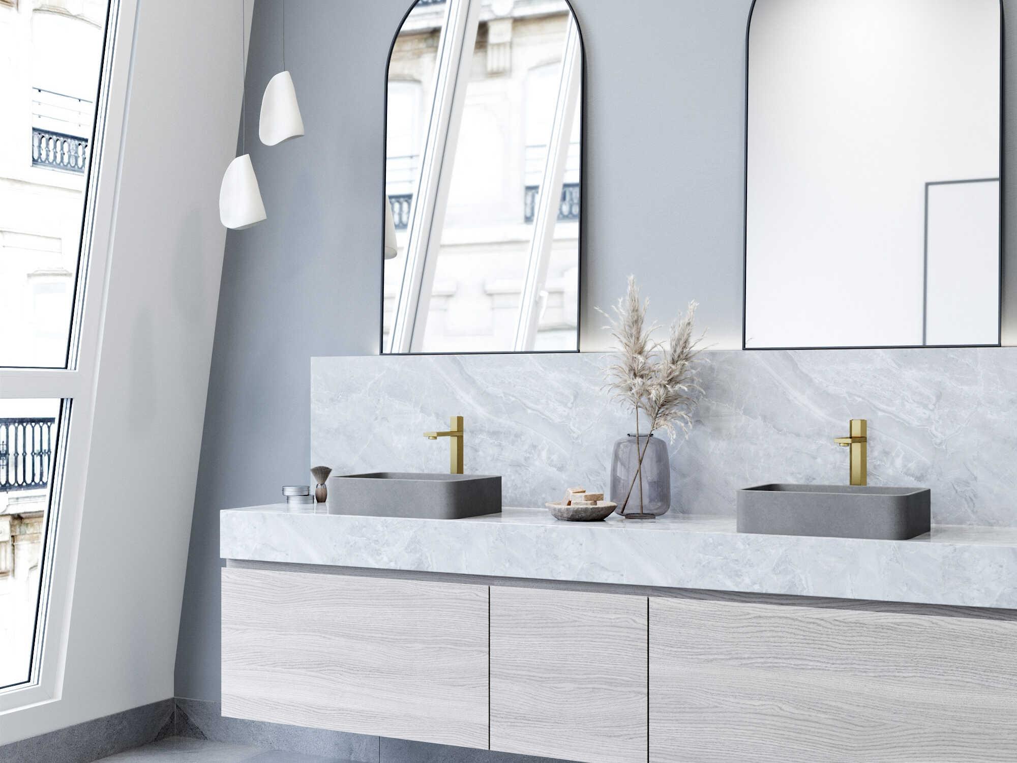 Vigo Nova Rectangular Bathroom Sink with Vessel Faucet