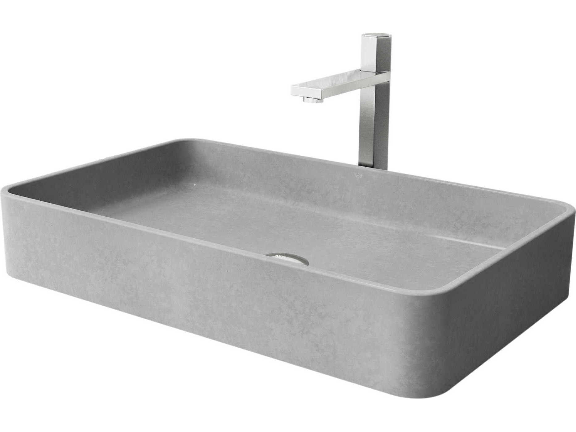 Vigo Nova Rectangular Bathroom Sink with Vessel Faucet