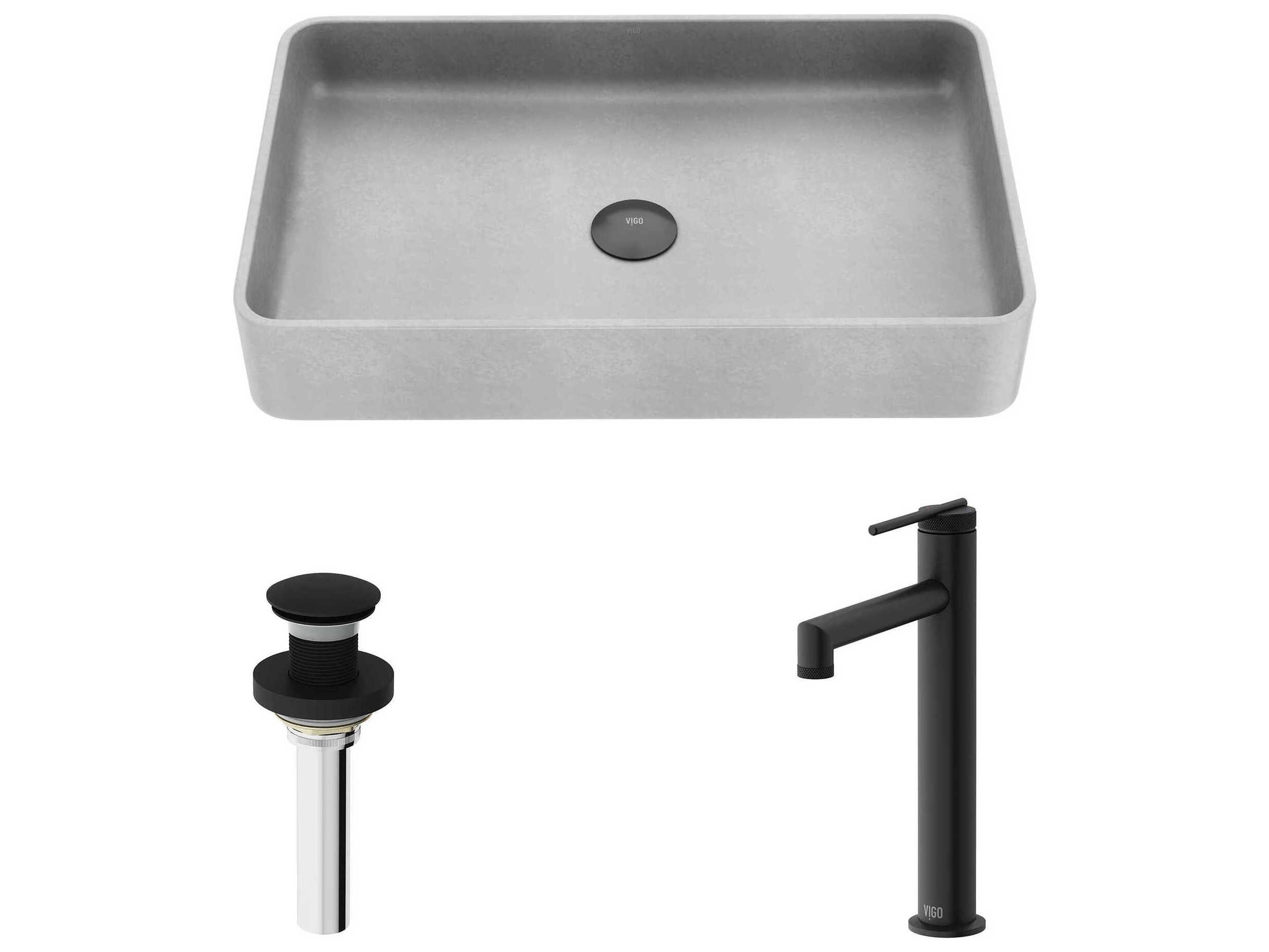 Vigo Sterling Rectangular Bathroom Sink with Vessel Faucet