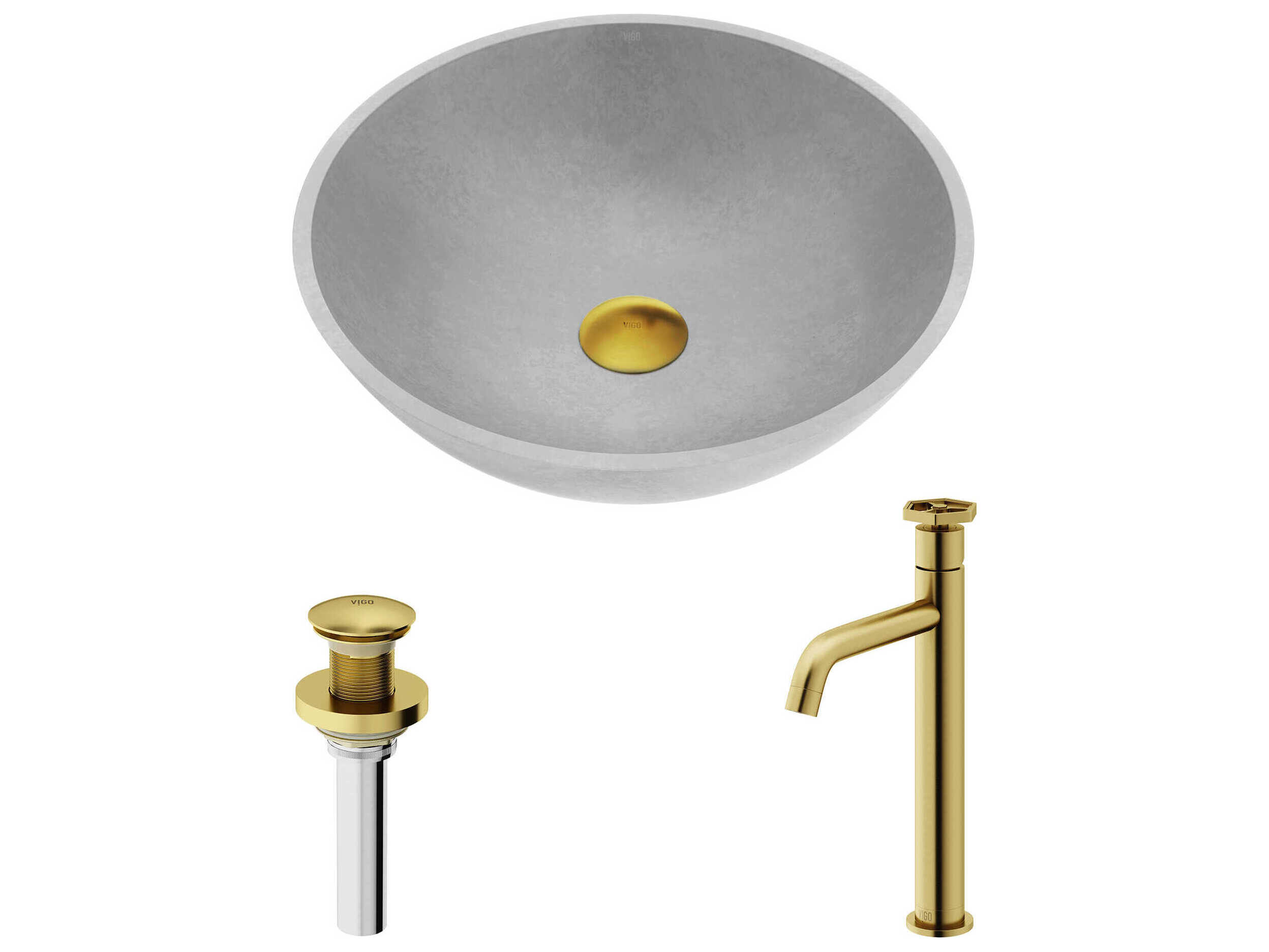 Vigo Ruxton Round Bathroom Sink with Vessel Faucet