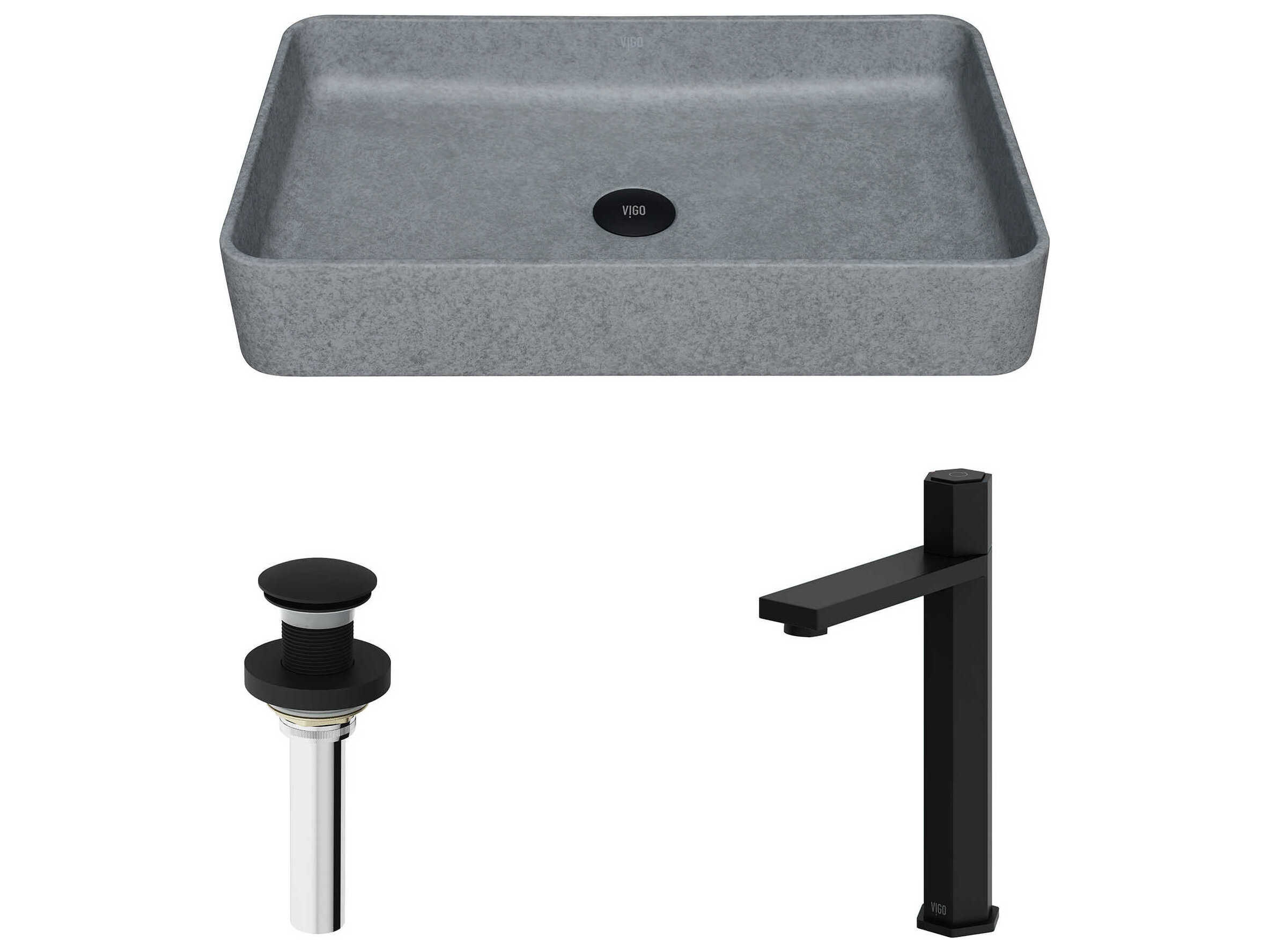 Vigo Nova Rectangular Bathroom Sink with Vessel Faucet