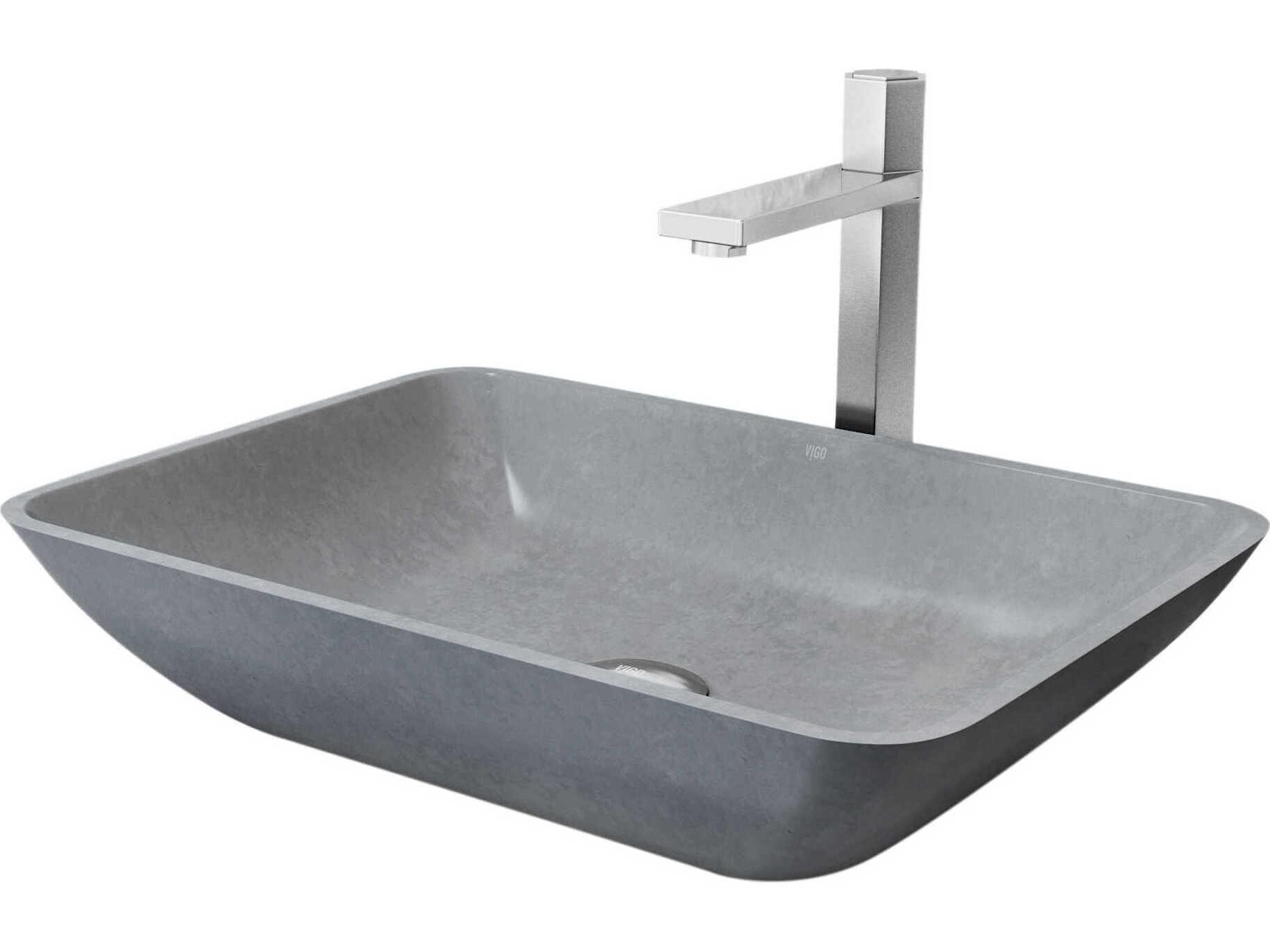 Vigo Nova Rectangular Bathroom Sink with Vessel Faucet