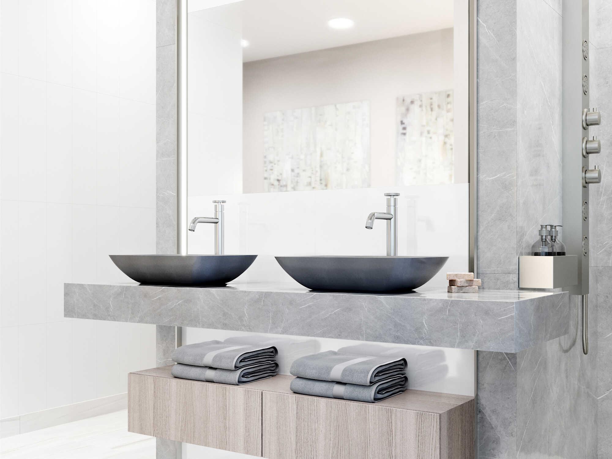 Vigo Dunn Rectangular Bathroom Sink with Vessel Faucet