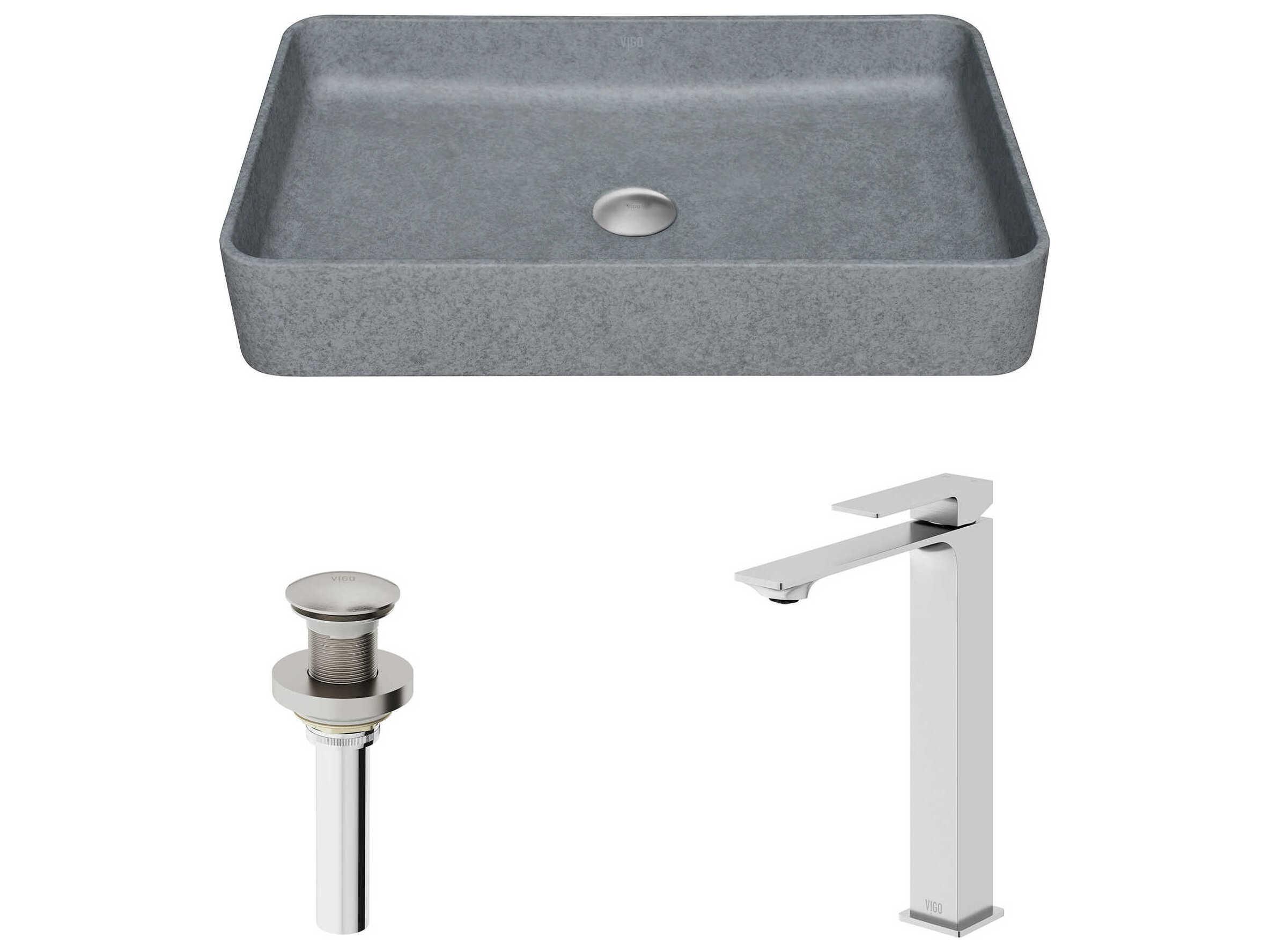 Vigo Dunn Rectangular Vessel Bathroom Sink and Faucet
