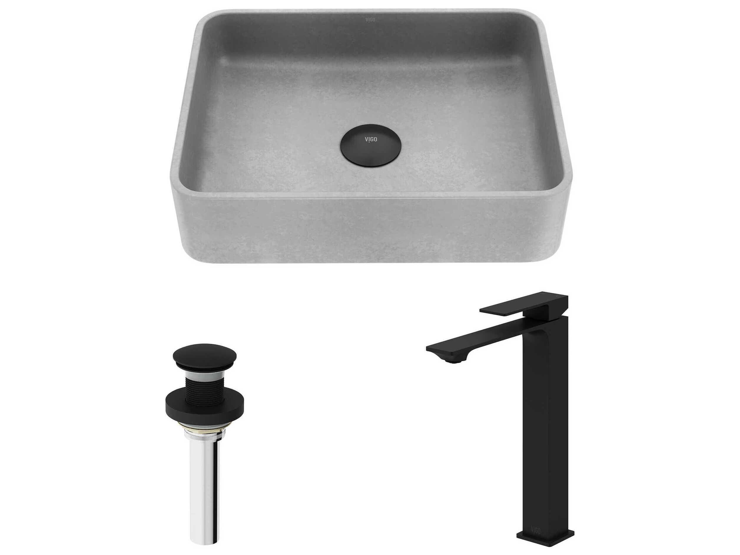Vigo Dunn Rectangular Vessel Bathroom Sink and Faucet