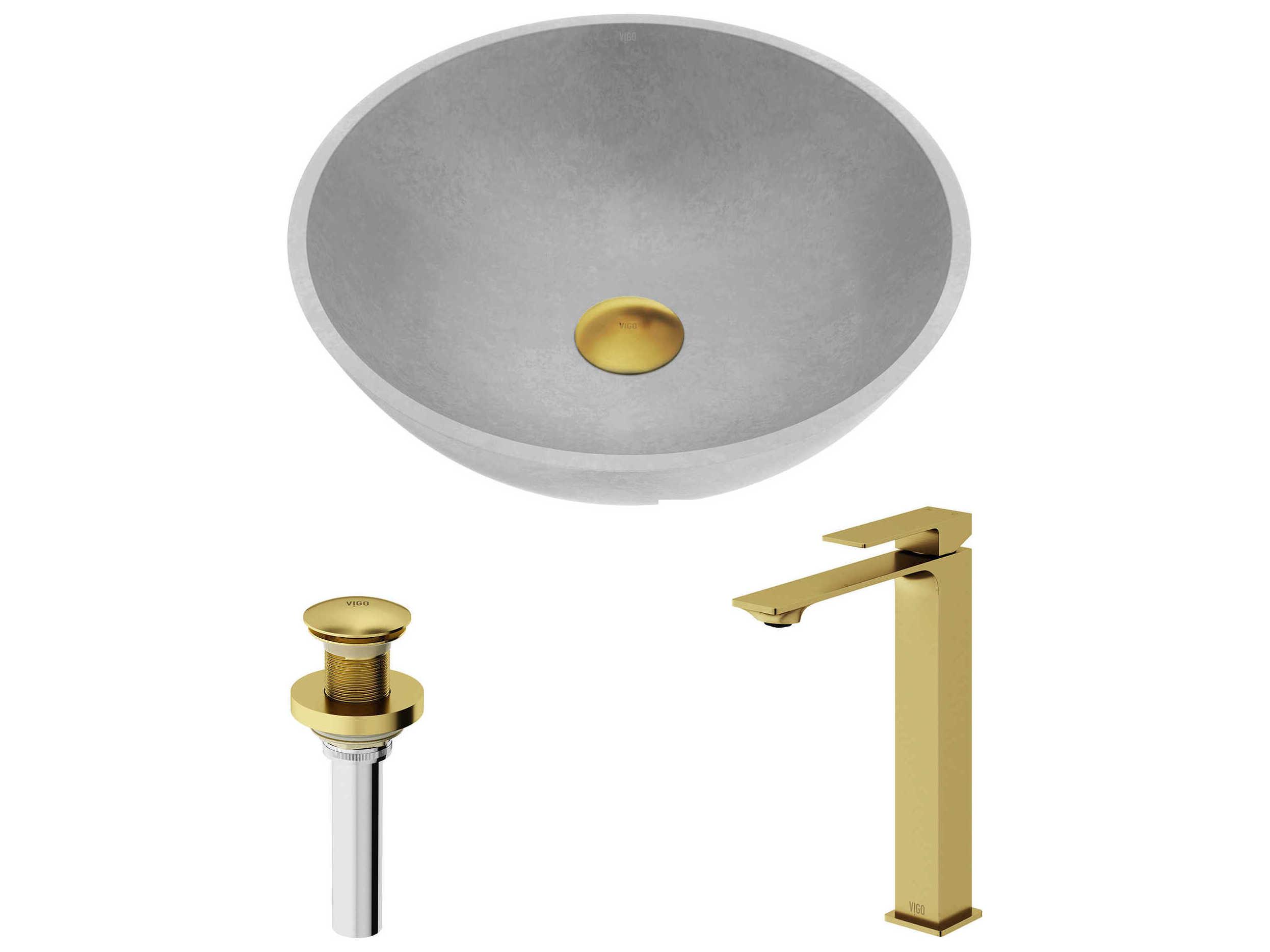 Vigo Dunn Round Vessel Bathroom Sink and Faucet