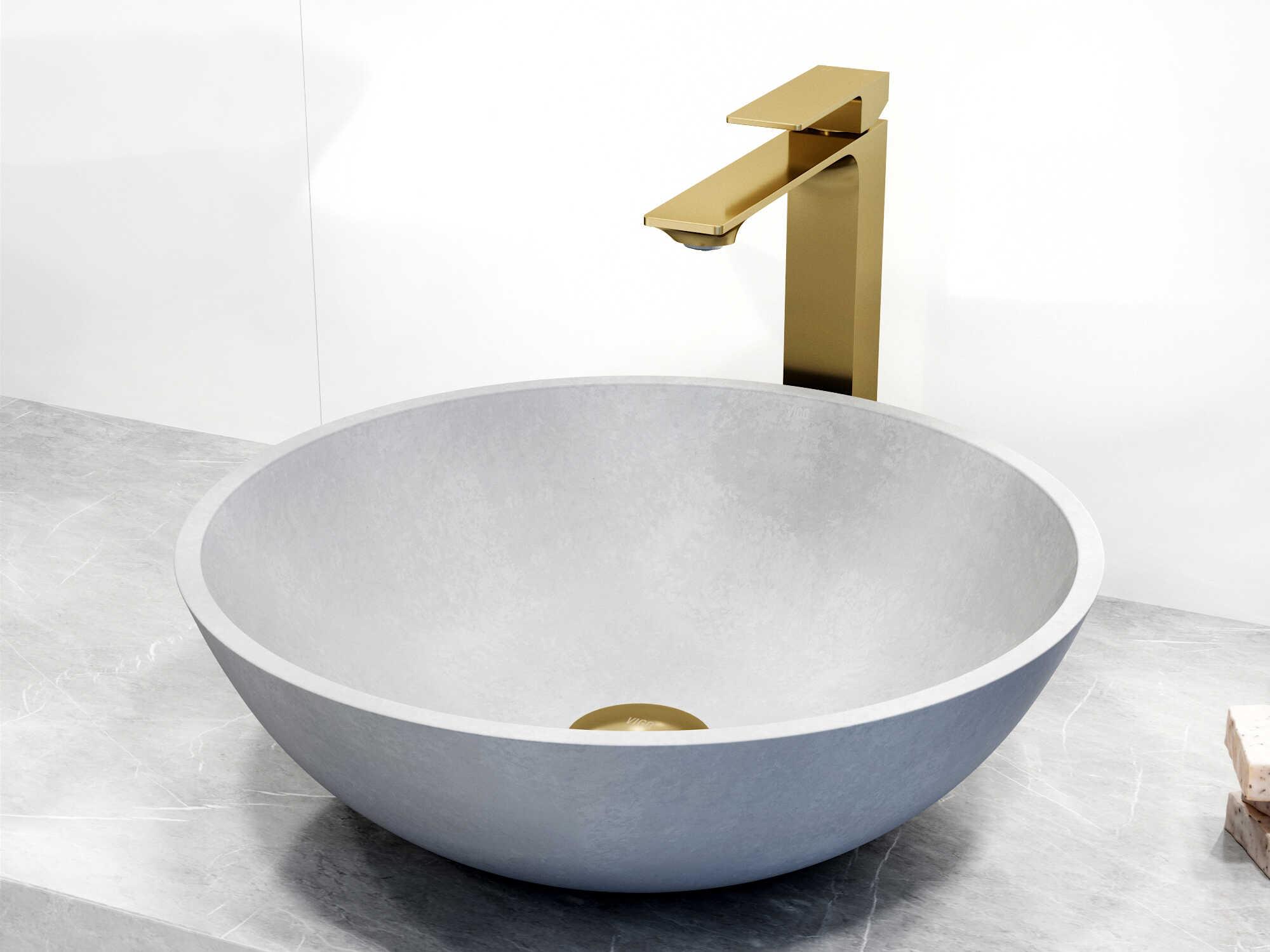 Vigo Dunn Round Vessel Bathroom Sink and Faucet