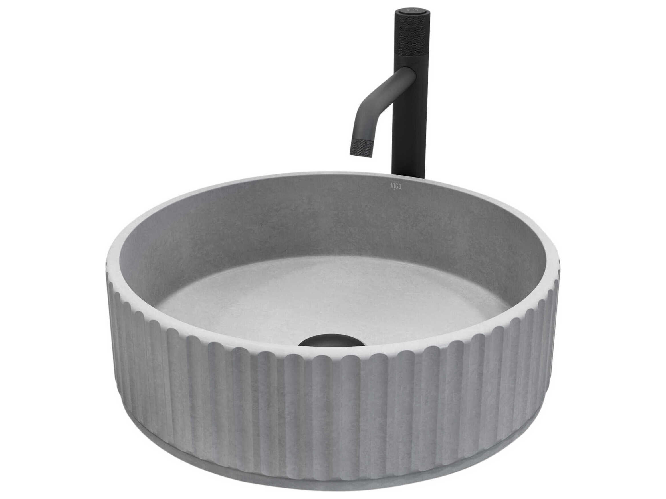 Vigo Windsor Round Fluted Bathroom Vessel Sink with Apollo Faucet and Pop-Up Drain