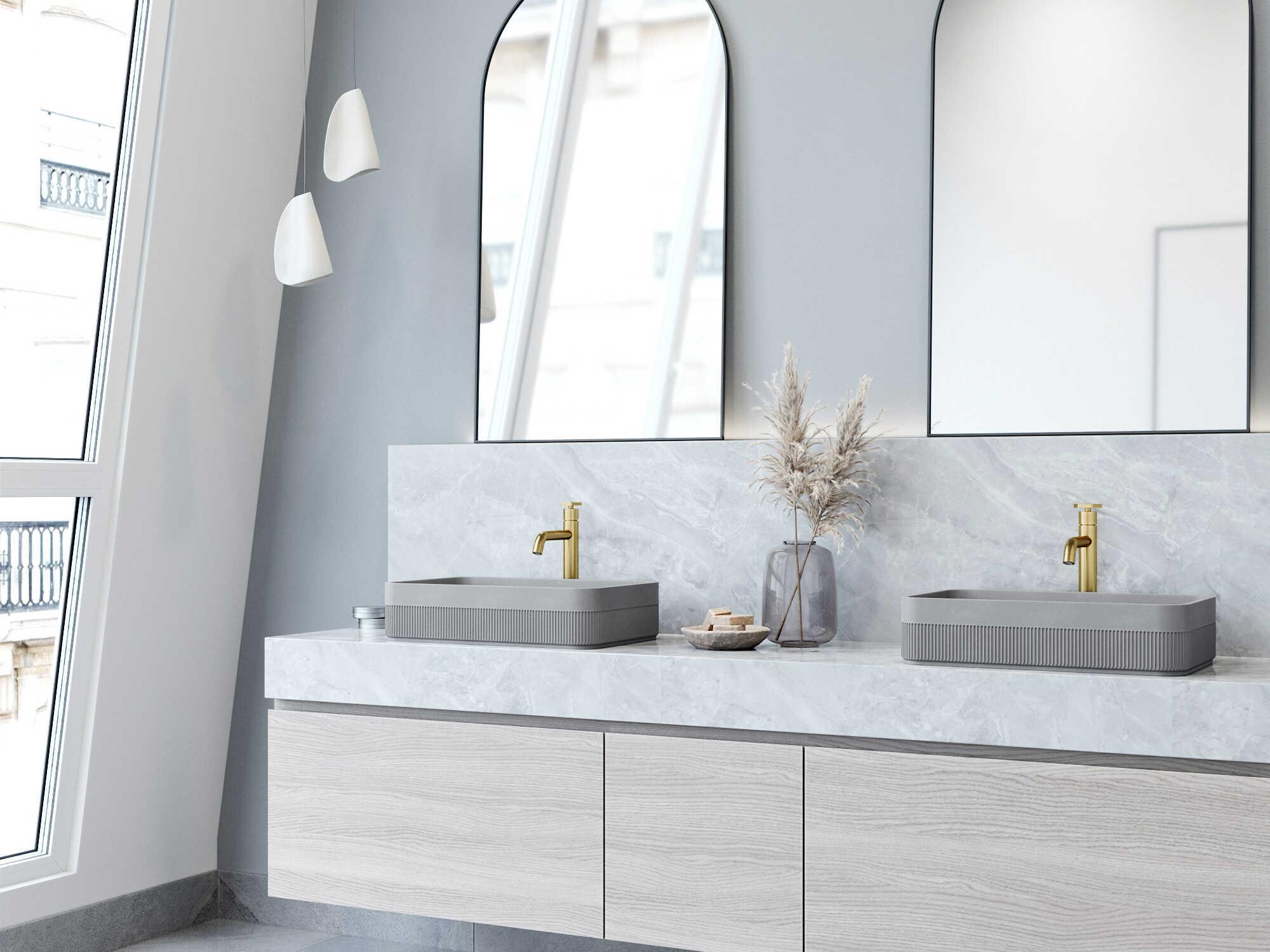 Vigo Cypress Rectangular Bathroom Vessel Sink with Ruxton Faucet and Pop-Up Drain