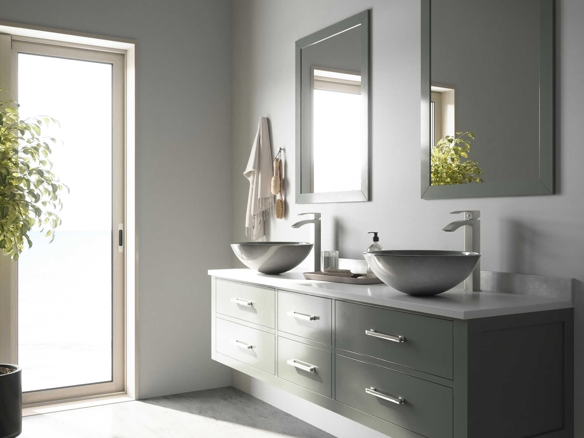 Vigo Simply Silver 17" Round Vessel Bathroom Sink with Brushed Nickel 1-Lever Duris Faucet and Drain