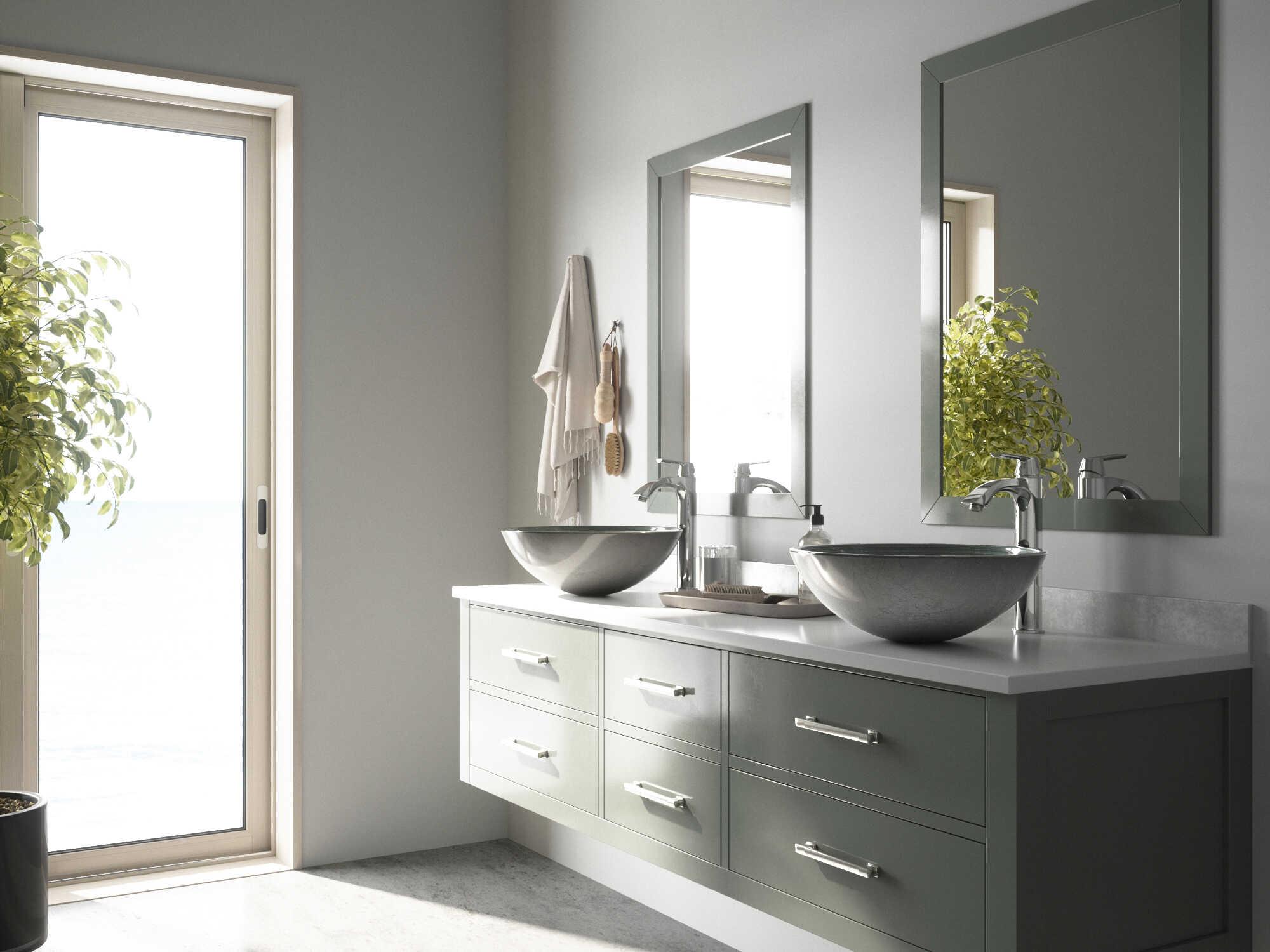 Vigo Simply Silver 17" Round Vessel Bathroom Sink with Chrome 1-Lever Linus Faucet and Drain