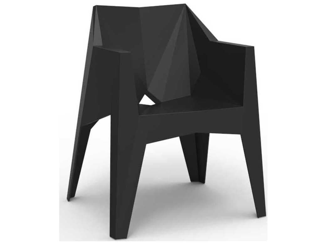 Vondom Outdoor Voxel Black Matte Resin Dining Chair Set of 4
