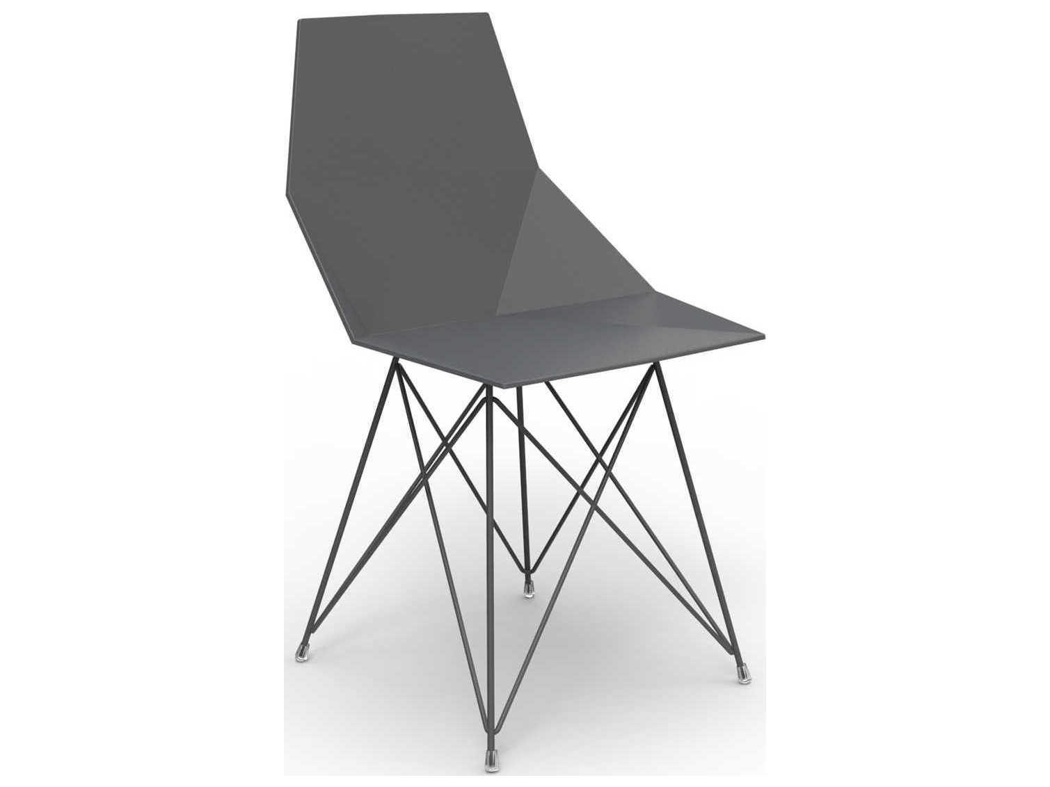 Vondom Outdoor Faz Black Matte Resin Dining Chair Set of 4
