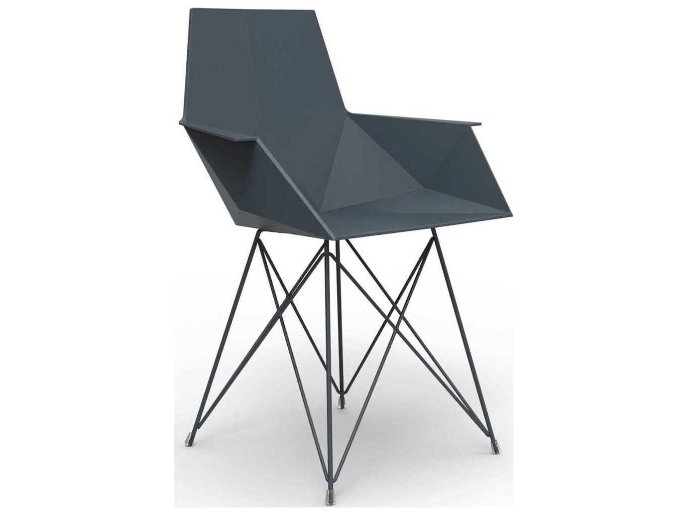 Vondom Outdoor Faz Black Matte Resin Dining Chair Set of 4