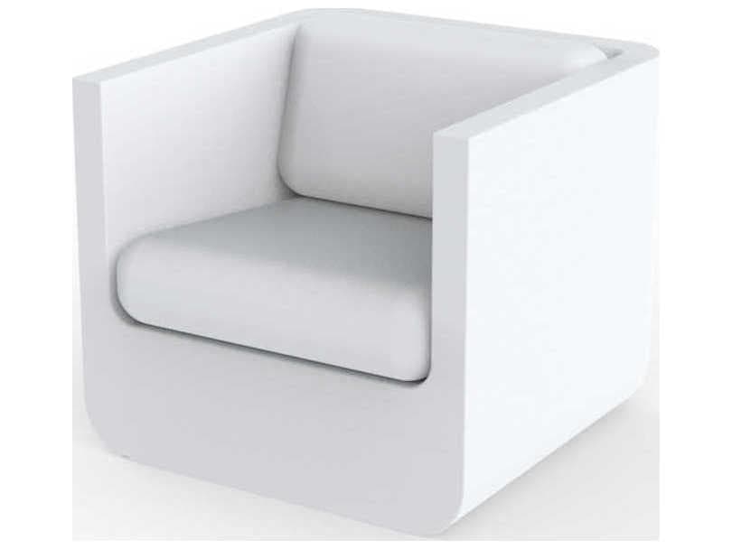Vondom Outdoor Ulm White Matte Resin Cushion Lounge Chair