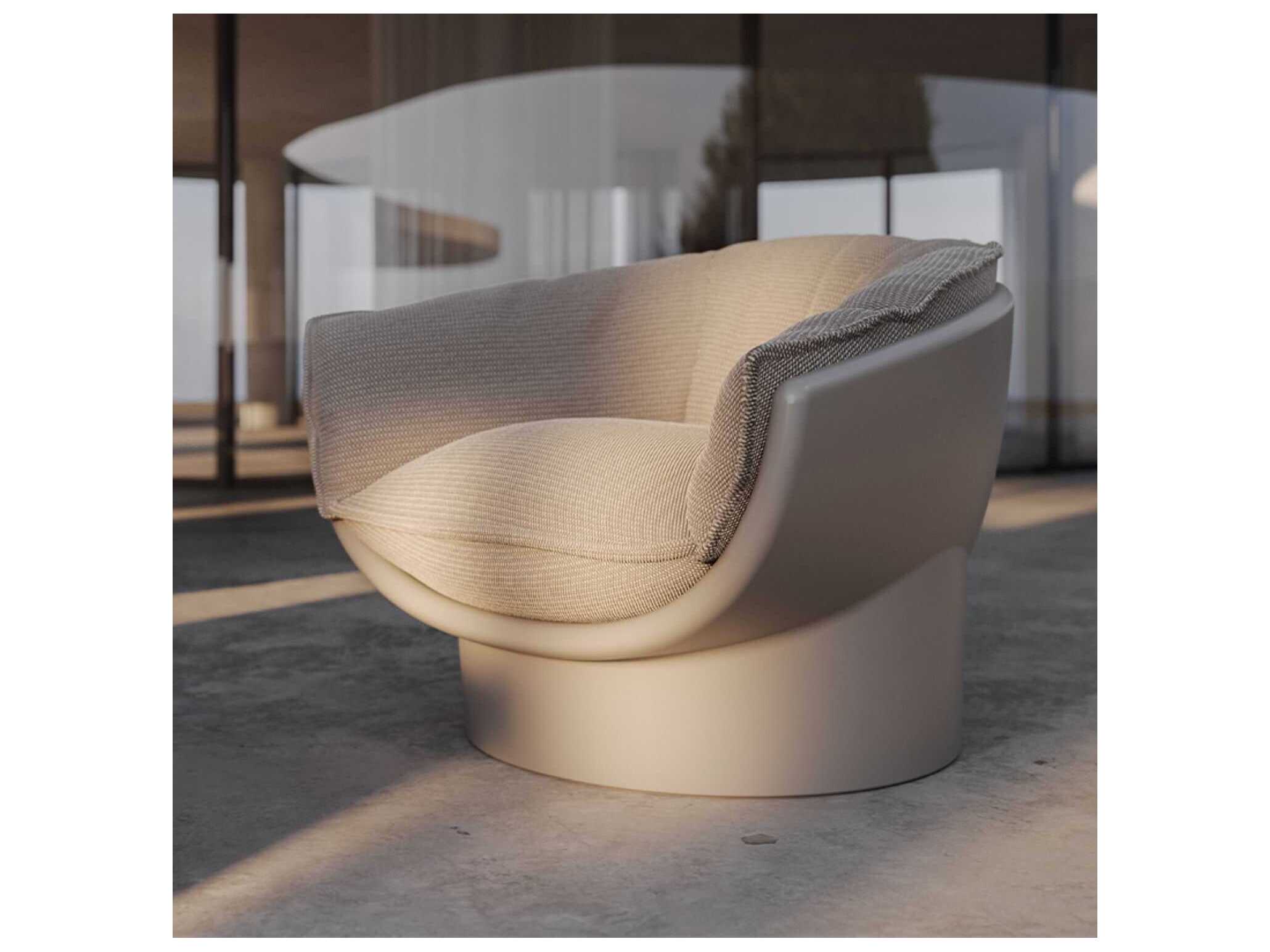 Vondom Outdoor Luna Lounge Chair Ecru Getaria Desert Upholstery