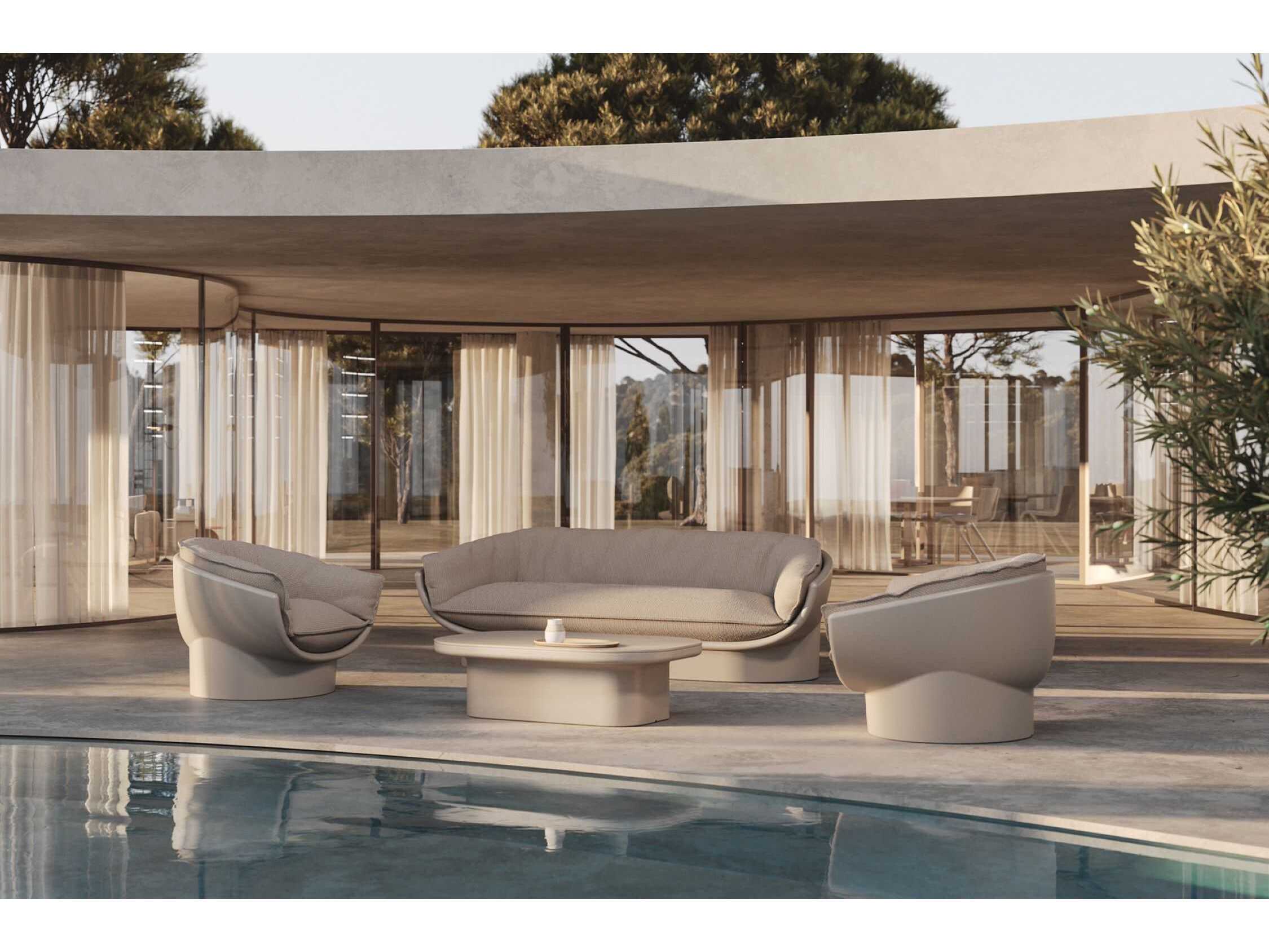 Vondom Outdoor Luna Sofa Ecru Getaria Desert Upholstery