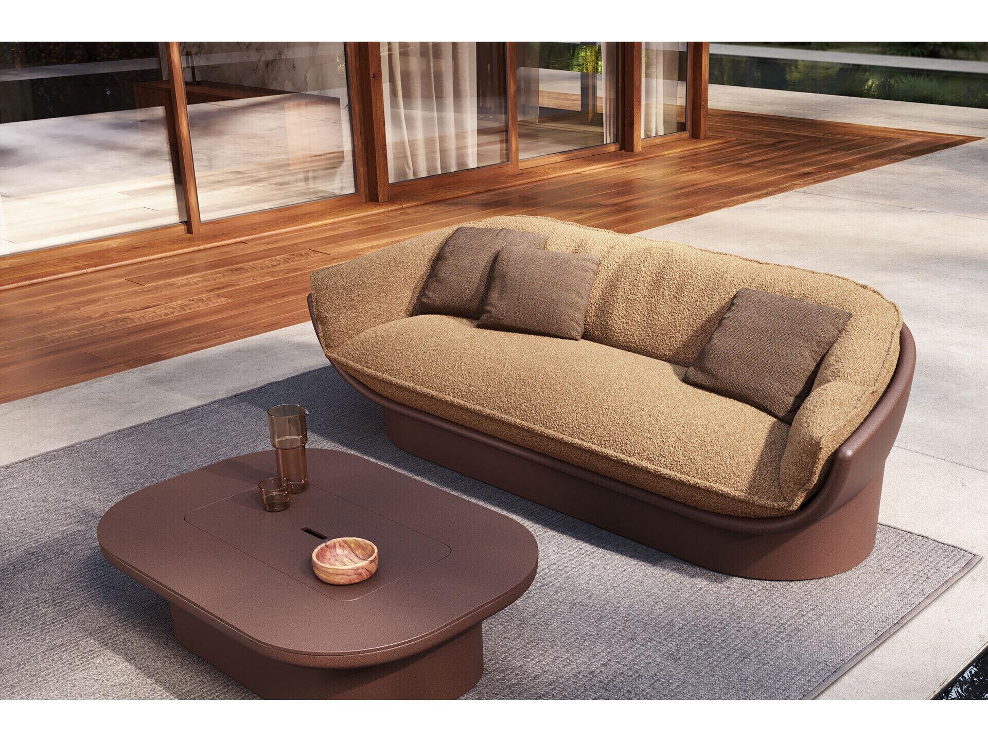 Vondom Outdoor Luna Brown Polypropylene Rectangular Coffee Table