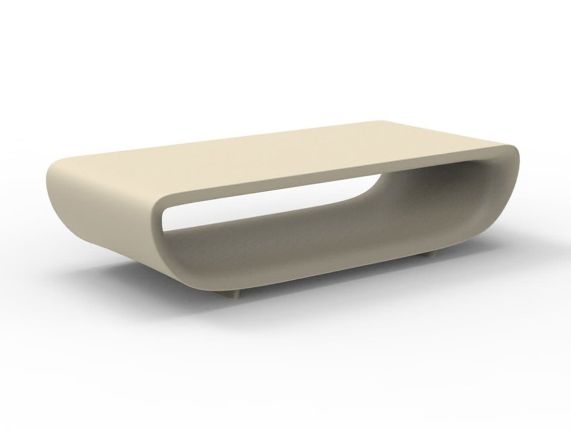 Vondom Outdoor Bum-bum Ecru Matte Resin Rectangular Coffee Table