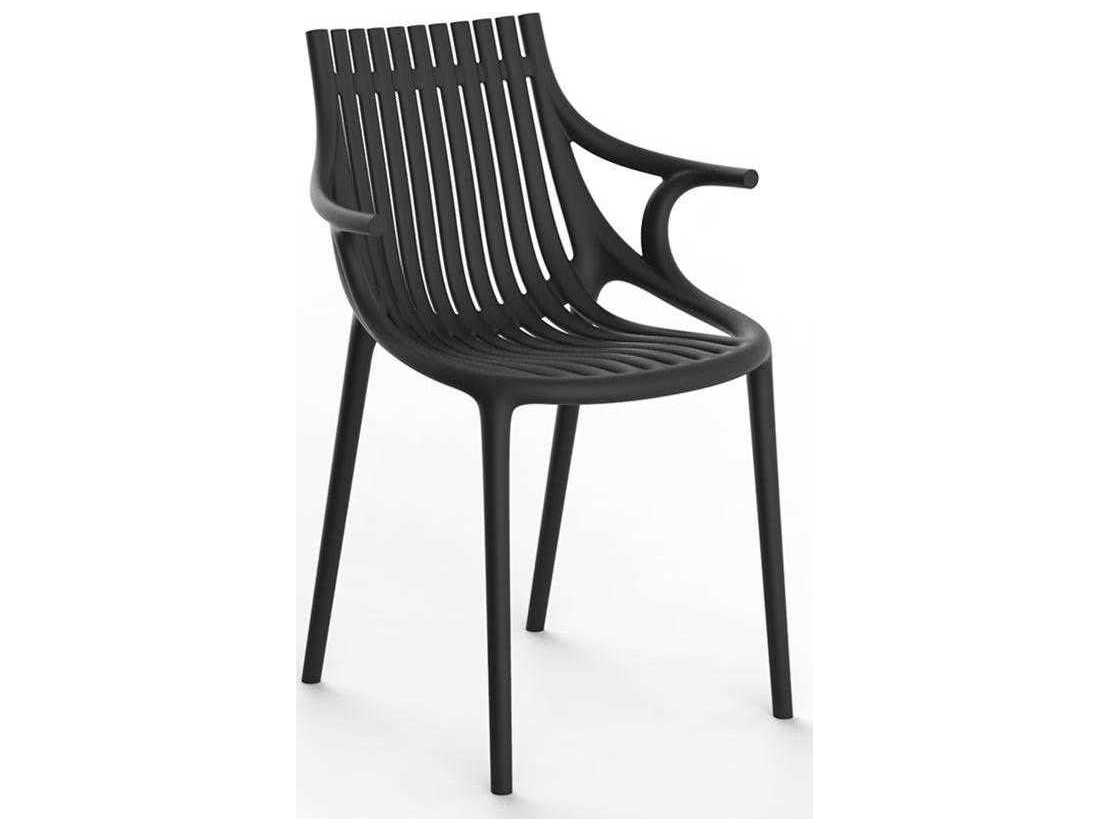 Vondom Outdoor Ibiza Black Matte Resin Dining Chair Set of 4