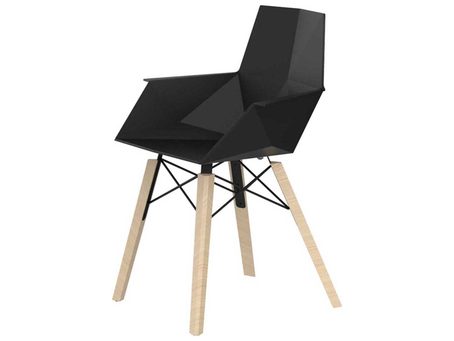 Vondom Faz Wood Beech Black Arm Dining Chair Set of 4