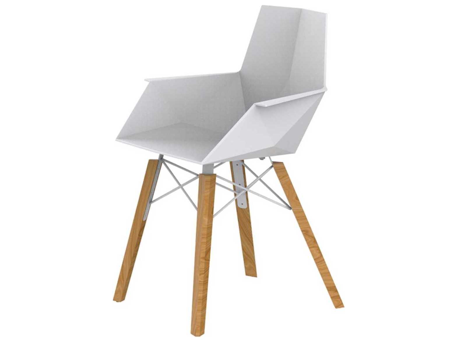 Vondom Faz Wood Beech White Arm Dining Chair Set of 4