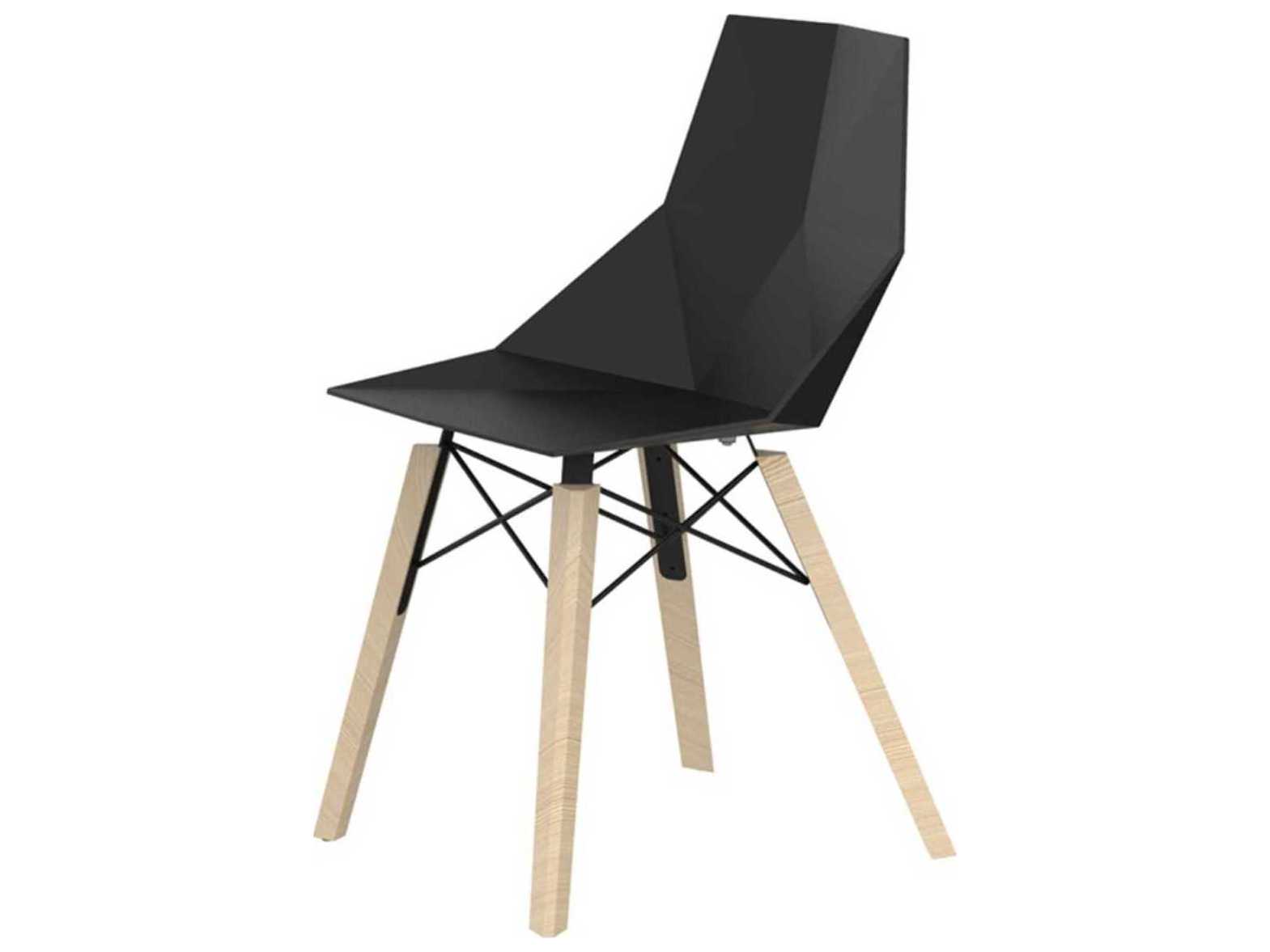 Vondom Faz Wood Beech Black Side Dining Chair Set of 4