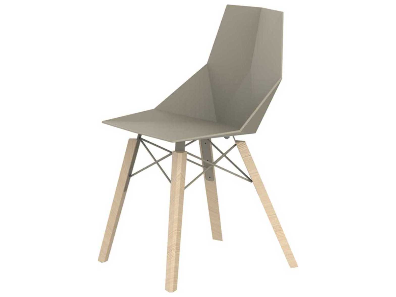 Vondom Faz Wood Beech Beige Side Dining Chair Set of 4