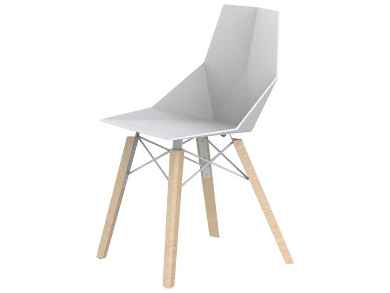 Vondom Faz Wood Beech White Side Dining Chair Set of 4