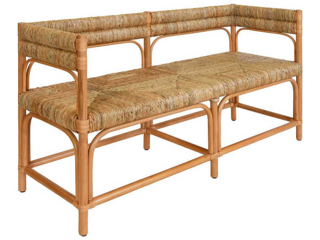 Worlds Away Natural Rattan Seagrass Brown Accent Bench
