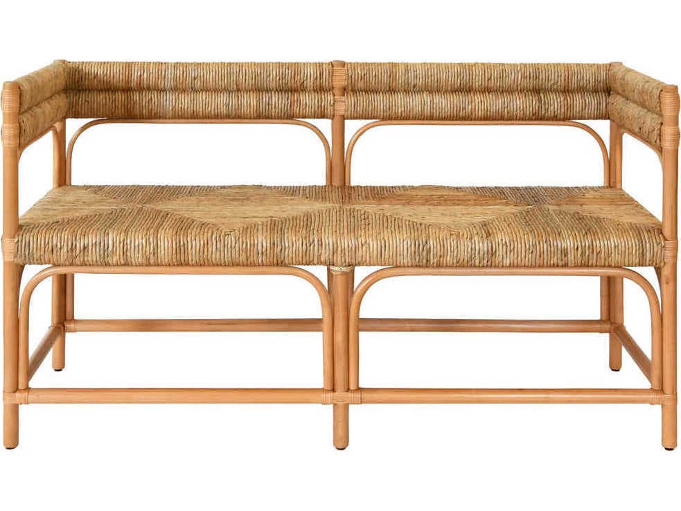 Worlds Away Natural Rattan Seagrass Brown Accent Bench