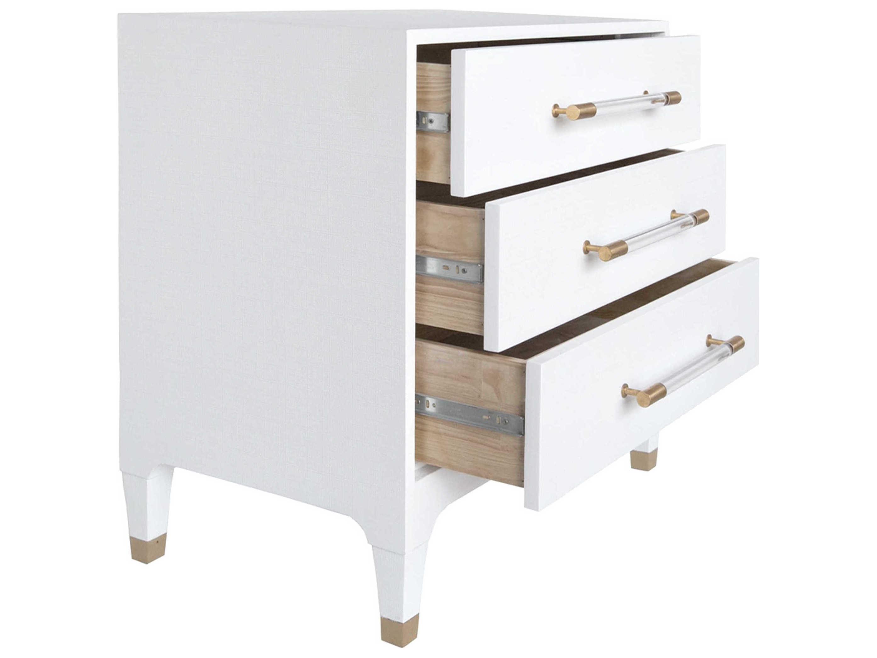 Worlds Away 3-Drawers Gray Hardwood Nightstand