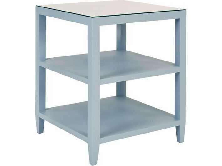 Worlds Away Amie Square Wood Blue End Table