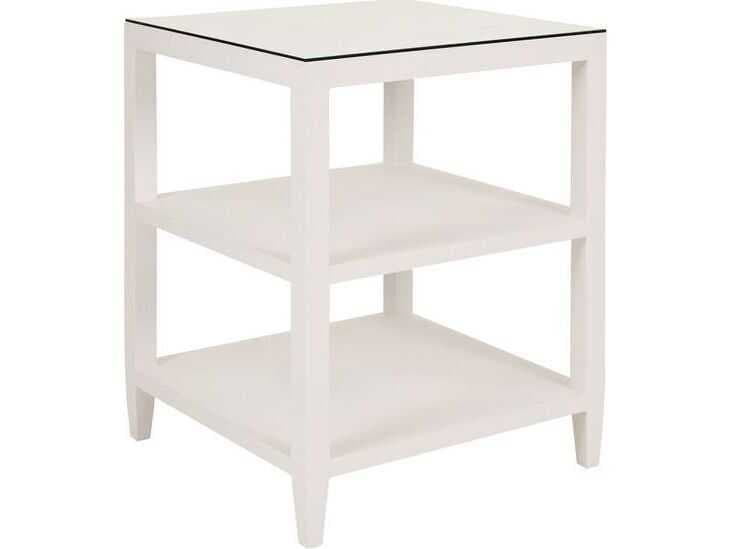 Worlds Away Amie Square Wood White End Table