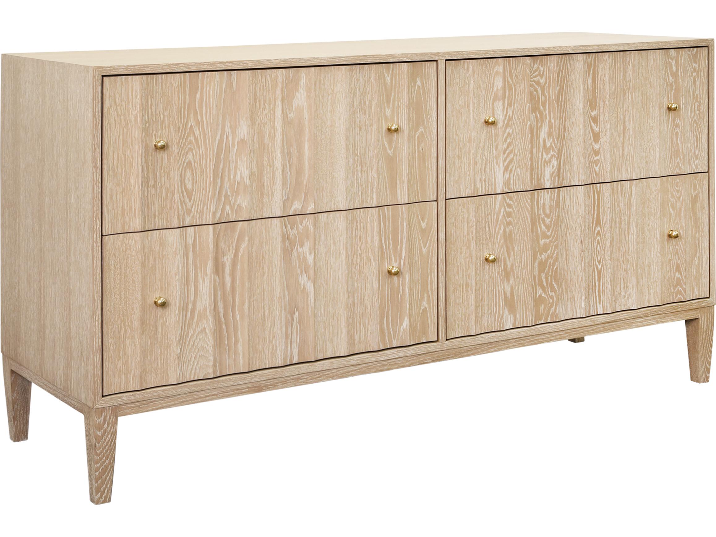 Worlds Away 4-Drawers Brown Oak Wood Double Dresser